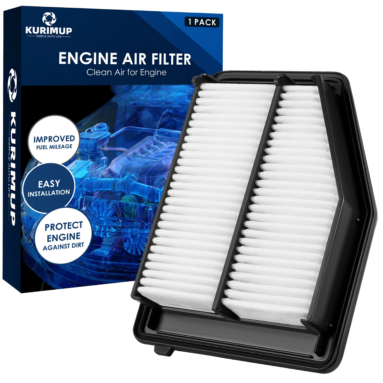 KURIMUP CA11113 Replacement Engine Air Filter, Efficient Filtration Offers 99% Air Purification, Fit for Honda Civic 1.8L L4 Onl