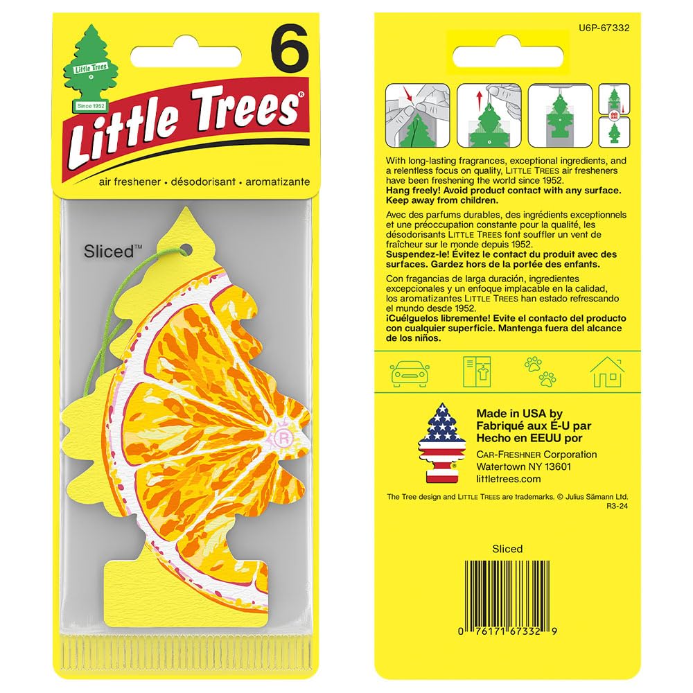 Little Trees Air Fresheners Car Air Freshener. Hanging Tree Provides Long Lasting Scent For Auto Or Home. Sliced, 24 Air Freshen