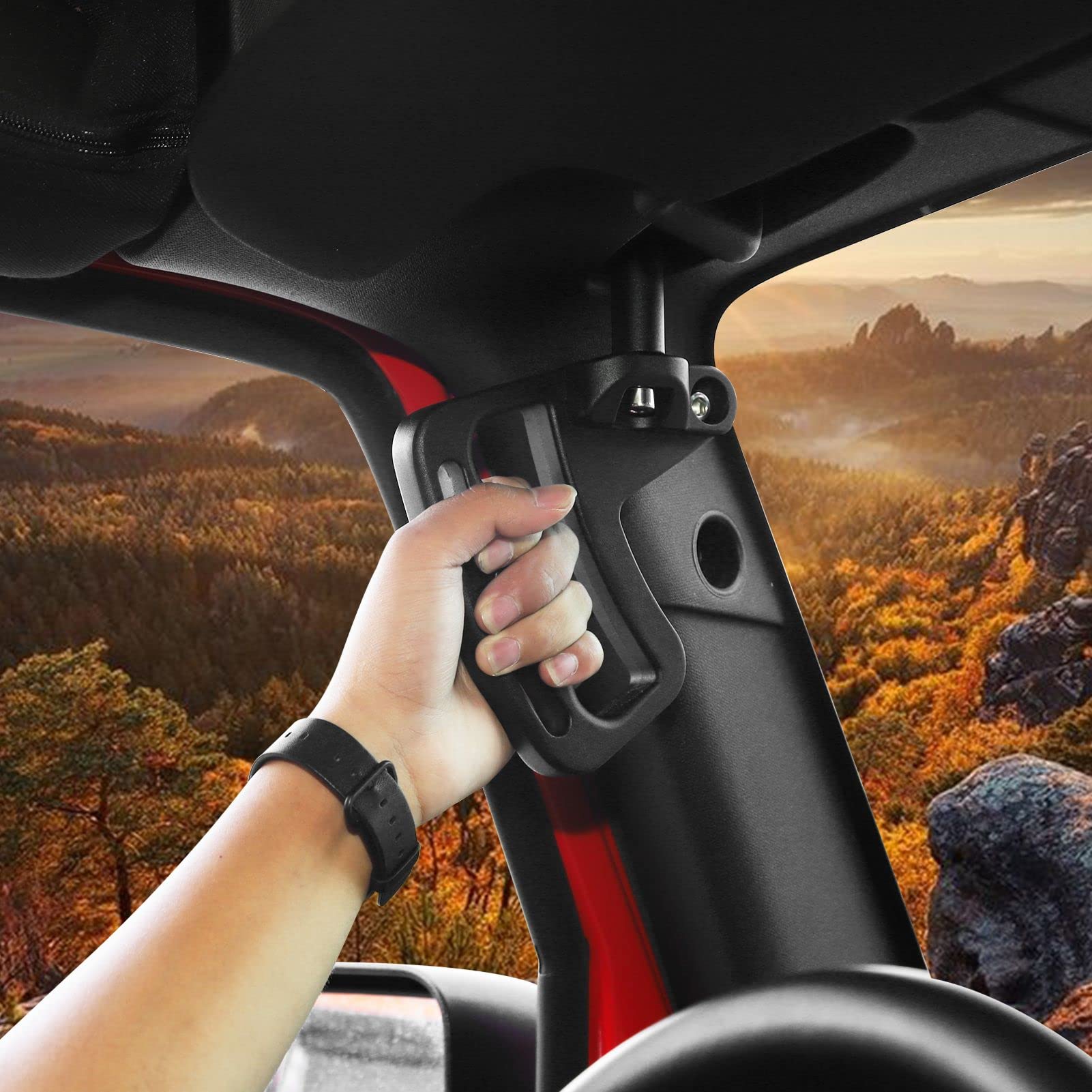 Front Aluminum Grab Handles Grip Handle Grab Bars for Jeep Wrangler JK JKU Sports Sahara Freedom Rubicon X & Unlimited X 2 Door