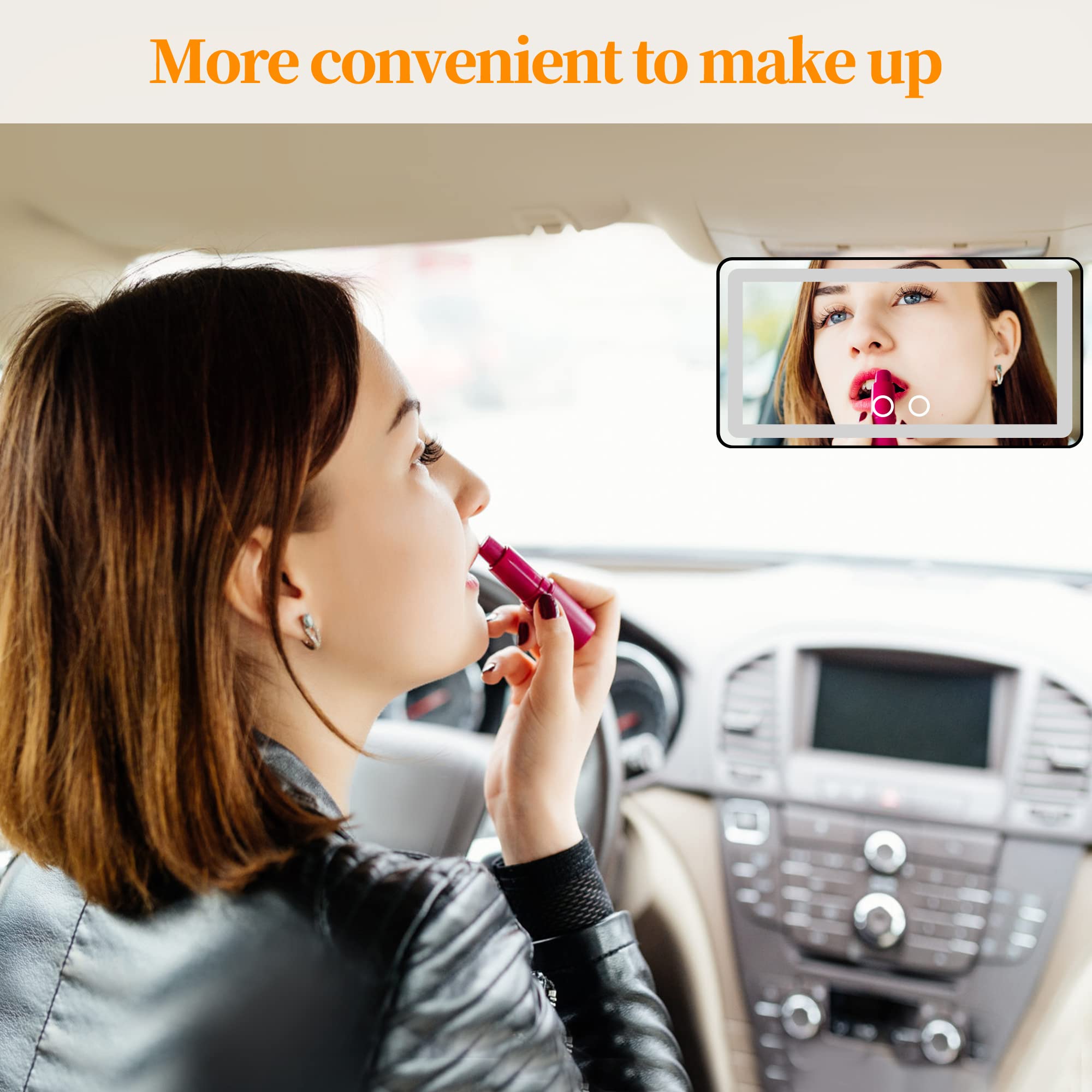 Car Sun Visor Vanity Mirror With Lights, 2 Pcs Rechargeable Car Makeup Mirror Accessories, Birthday Gifts For Women Girl, 3 Ligh