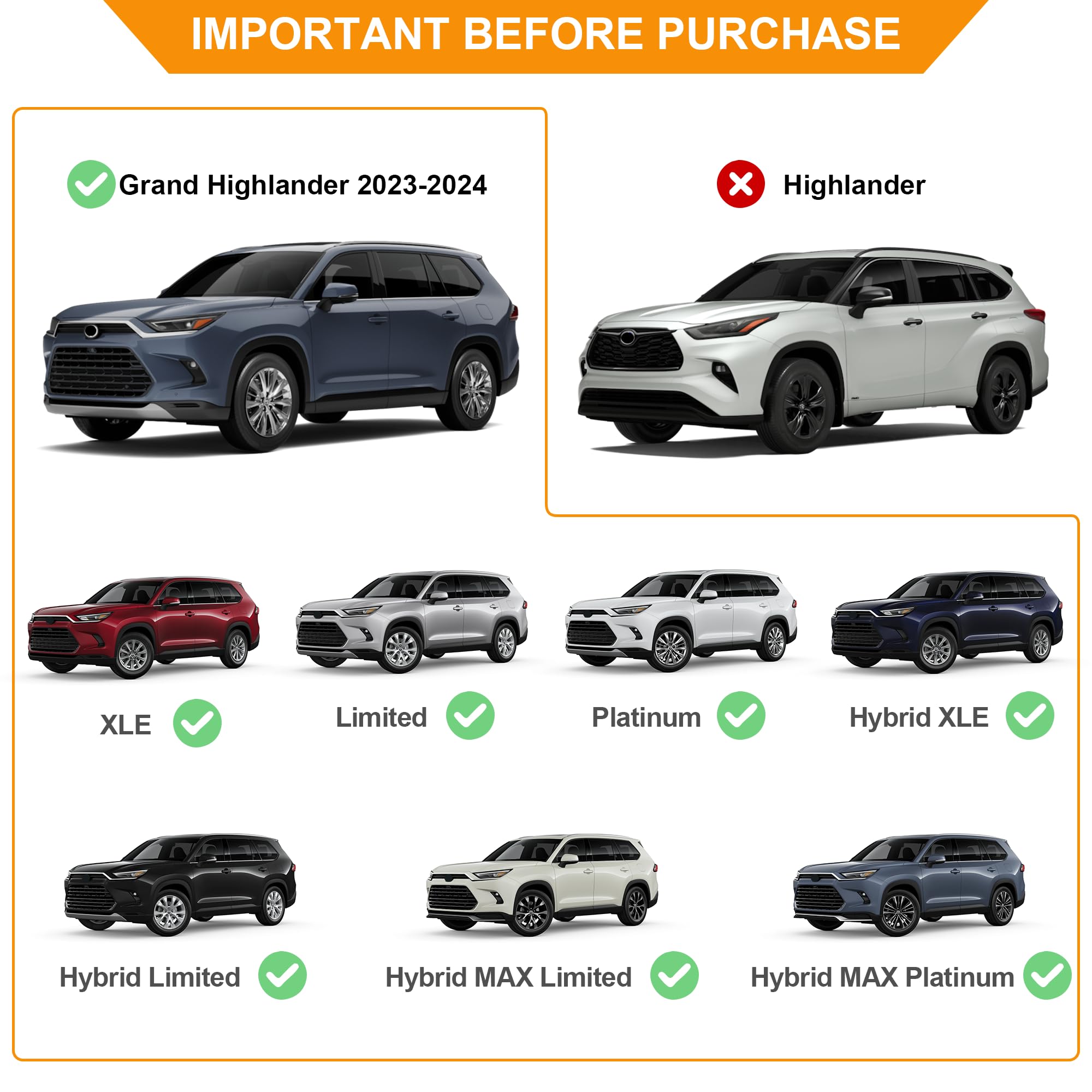 Autekcomma Heavy Duty Silver Upgraded Roof Rack Crossbar Compatible For Toyota Grand Highlander 2024Up All Grades.Max 260Lb Load