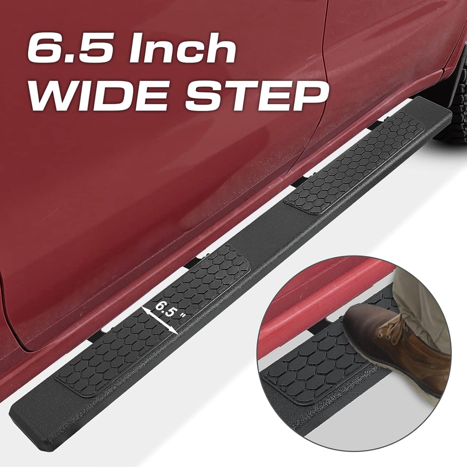 Comnova 6.5 Inches Side Steps Running Boards Compatible With 2019-2024 Chevy Silverado/Sierra 1500 Crew Cab & 2020-2024 Siverado/Sierra 2500Hd 3500Hd Crew Cab. Rock Sliders Truck Side Steps Step Bars.