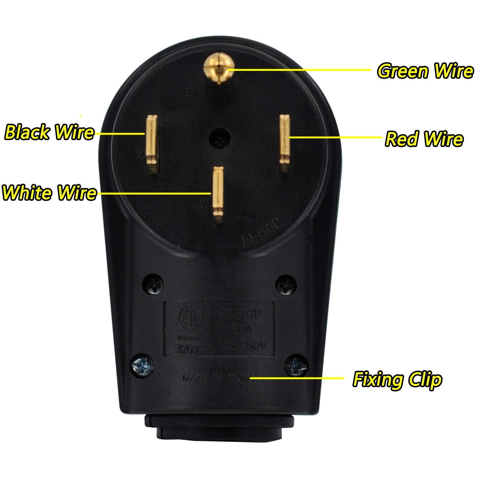 50 Amp Rv Male And Female Plug Kit With 14-50P And 14-50R Universal Plug And Receptacle, 125V/250V Heavy-Duty Electrical Plug Fo