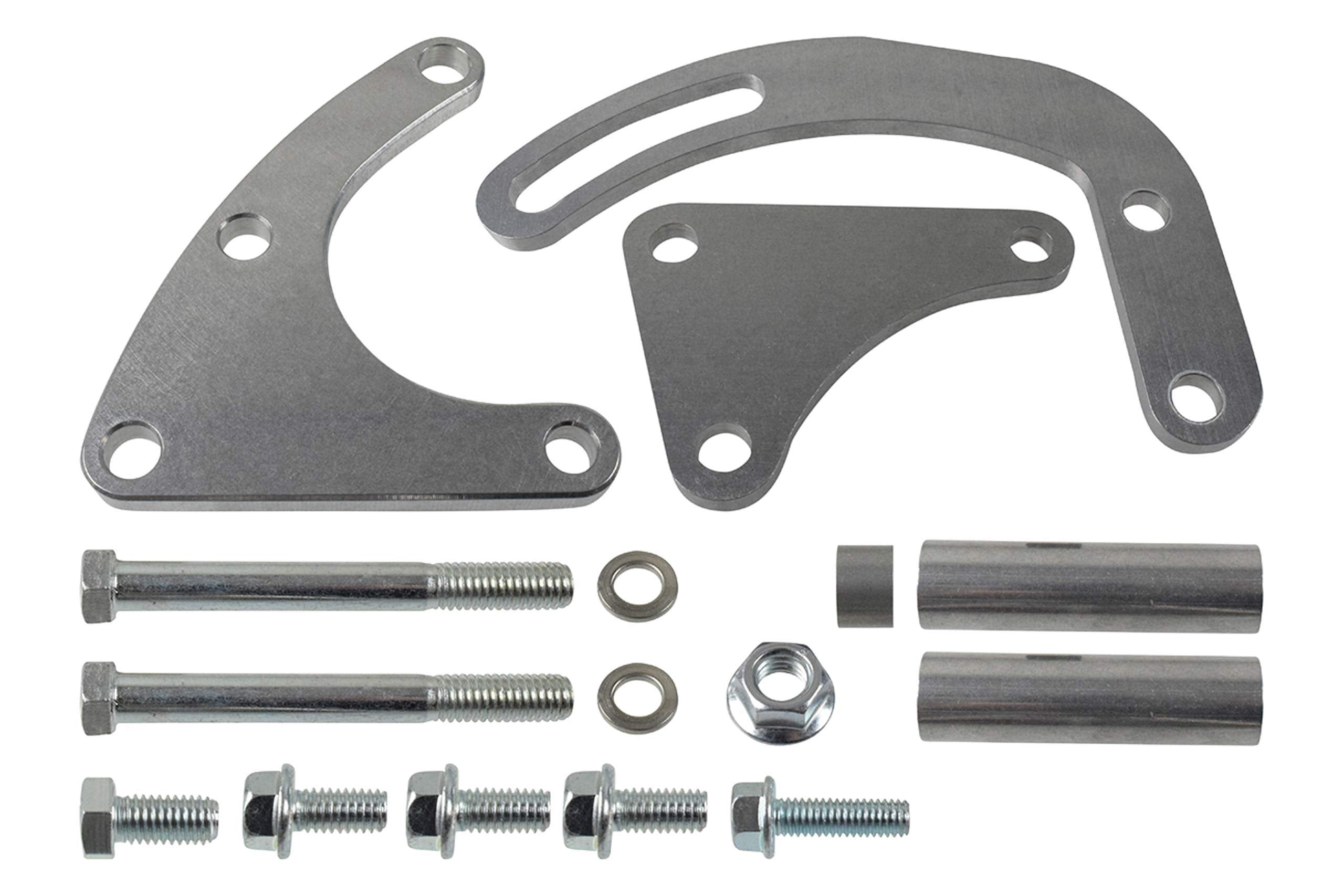 ICT Billet BBC Alternator & Power Steering Pump Bracket Kit - Billet Aluminum, Natural Finish, for Electric Water Pump 551416