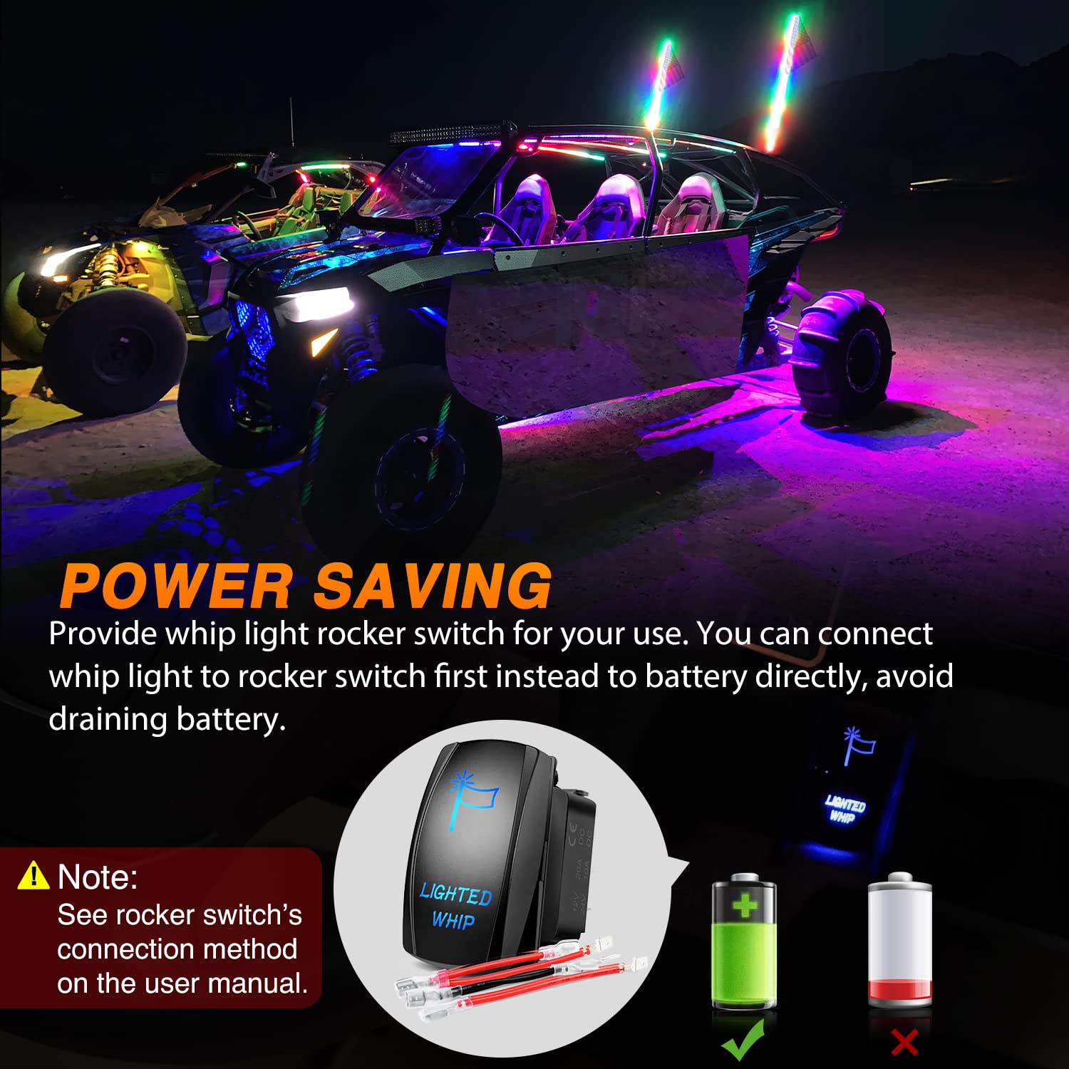 Nilight 2Pcs 4Ft Spiral Rgb Led Whip Light W/Rgb Chasing Light Rf Remote Control Lighted Antenna For Can-Am Atv Utv Rzr Polaris