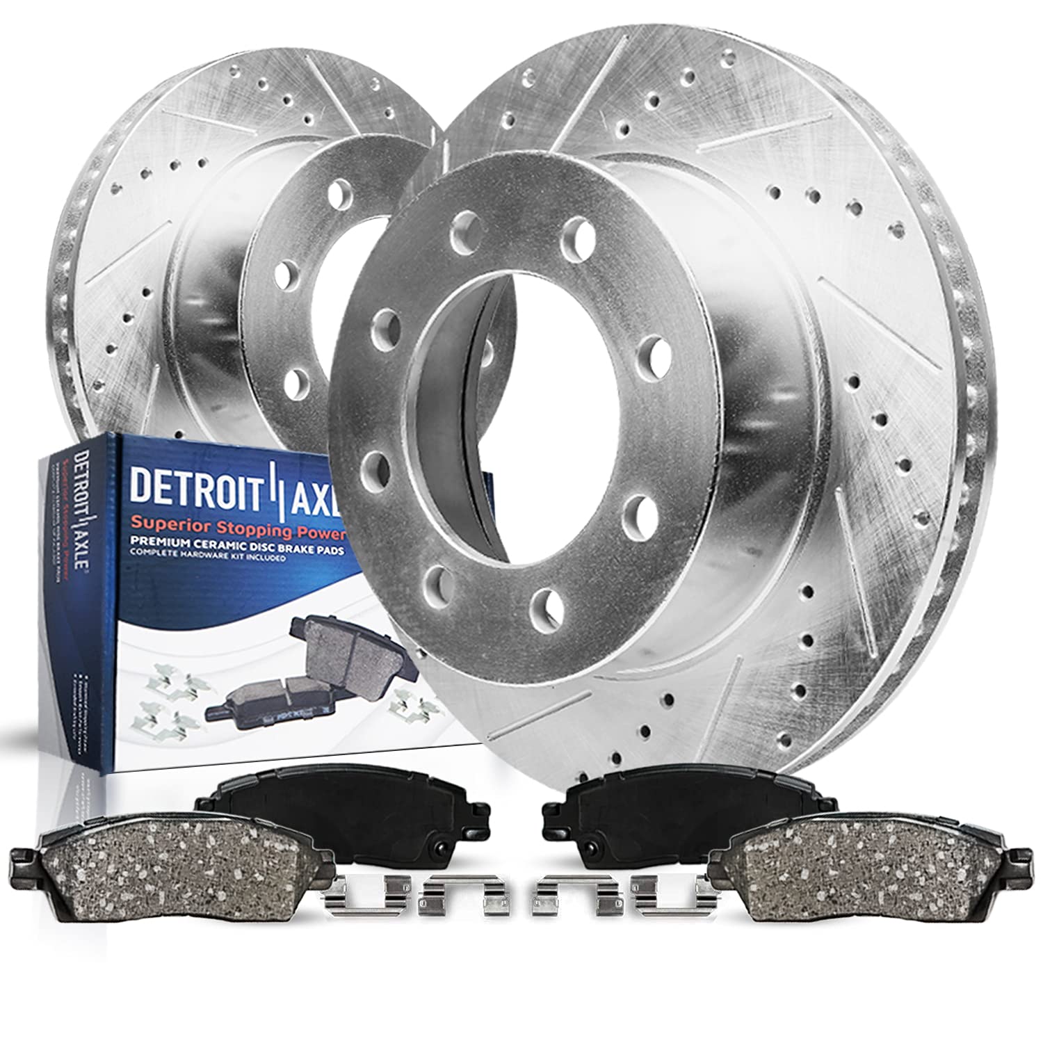Detroit Axle - Rear Brake Kit for Chevrolet GMC Silverado Sierra Suburban Yukon XL 2500 Silverado 1500HD, Hummer H2, Drilled Slo