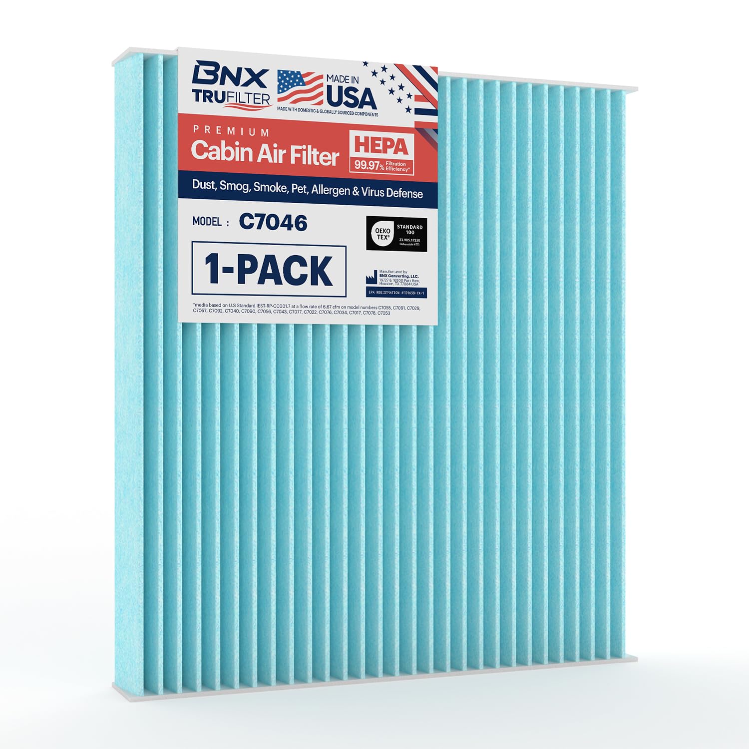 Bnx Trufilter C7046 Cabin Air Filter, Hepa 99.97%, Made In Usa, Compatible With Bmw: Z4