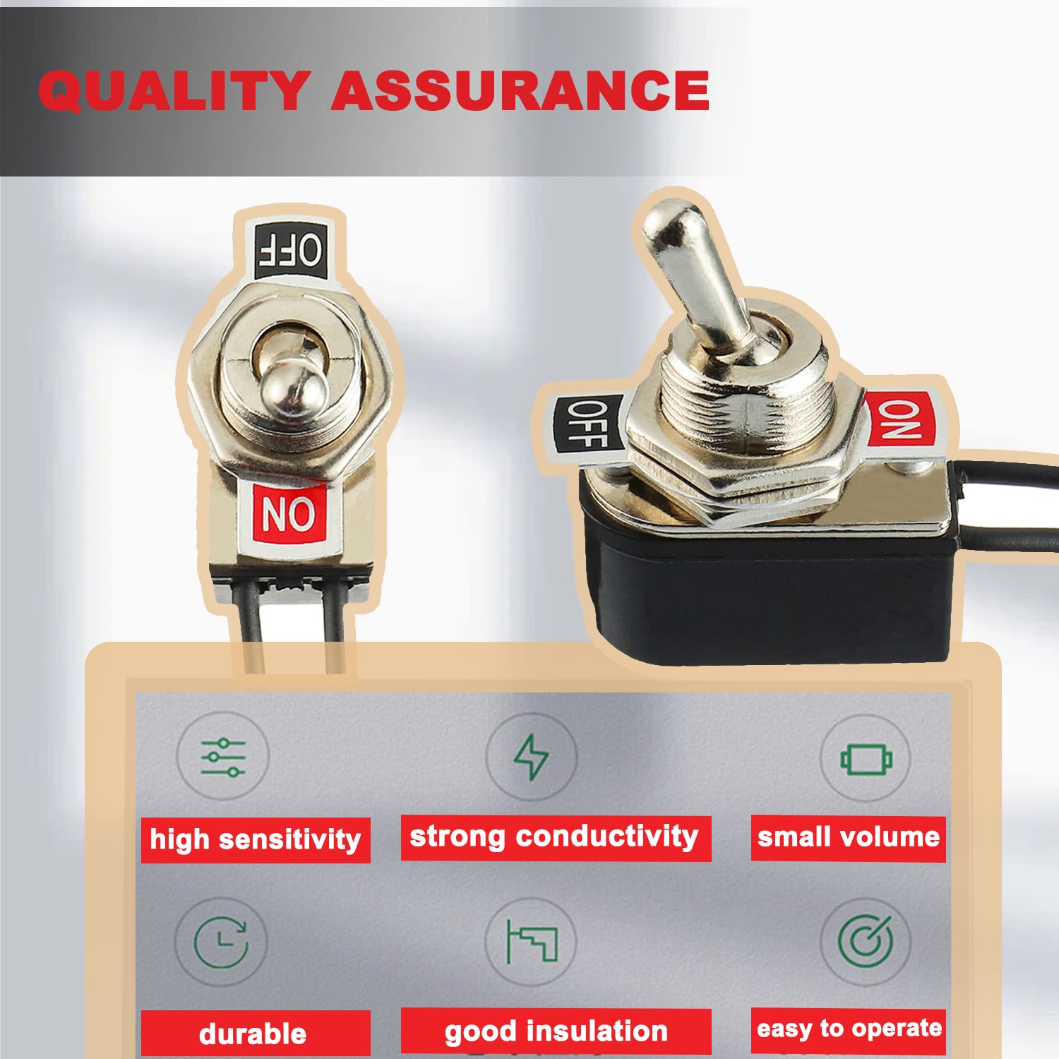 HUAREW Heavy Duty Toggle Switch SPST 2 Pin ON/Off Rocker Toggle Switch 6A/125V 3A/250V for Car Truck Boat Marine Black Shell(1PC