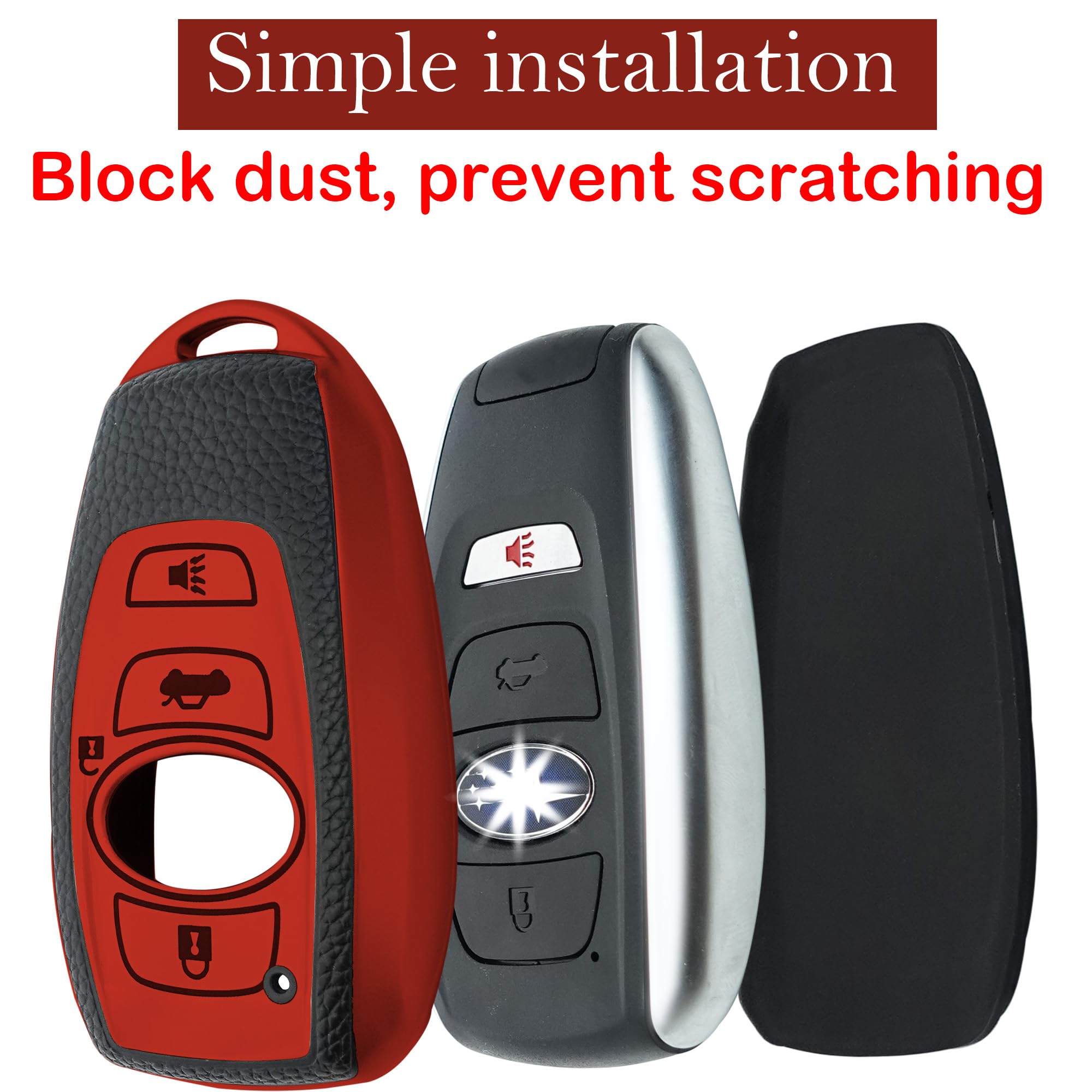 Kirsnda for Subaru Key fob Cover case with Keychain,Texture Soft TPU Key case/Skin,4-Buttons fit BRZ Legacy Outback Ascent Cross