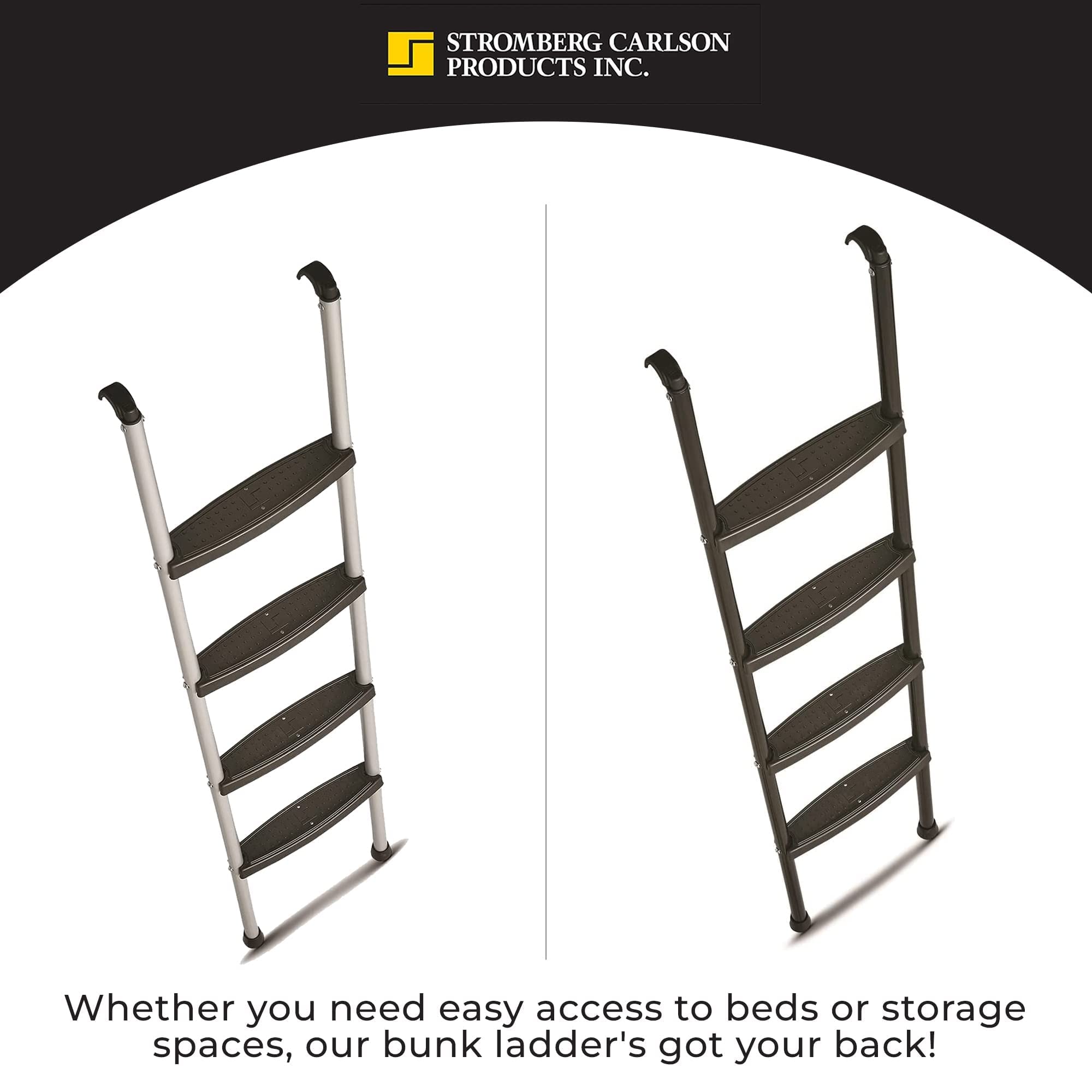 Stromberg Carlson Interior Bunk Ladder, Kd, Rv Bunk Ladder, Bunk Bed Ladder With Injection Molded Treads, Hooks And Mounting Hardware Included, Can Be Used As Dorm Loft Ladder - Silver 66