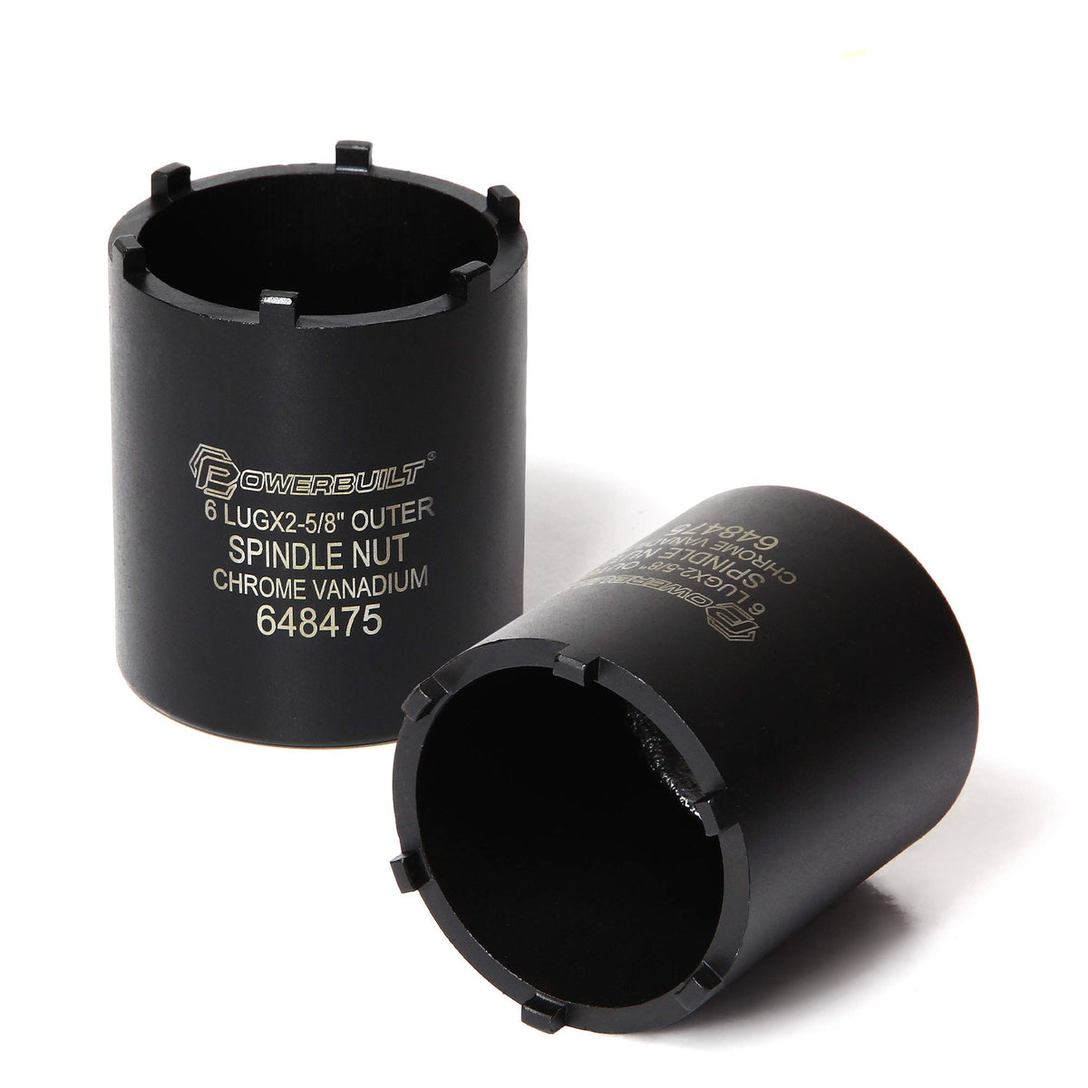 Powerbuilt Spindle Socket, 6 Outer Black, 6 Lug, Remove Spindle Nuts, 2-5 Inch Outer, Ford Chevy Gmc Bronco Trucks - 648475