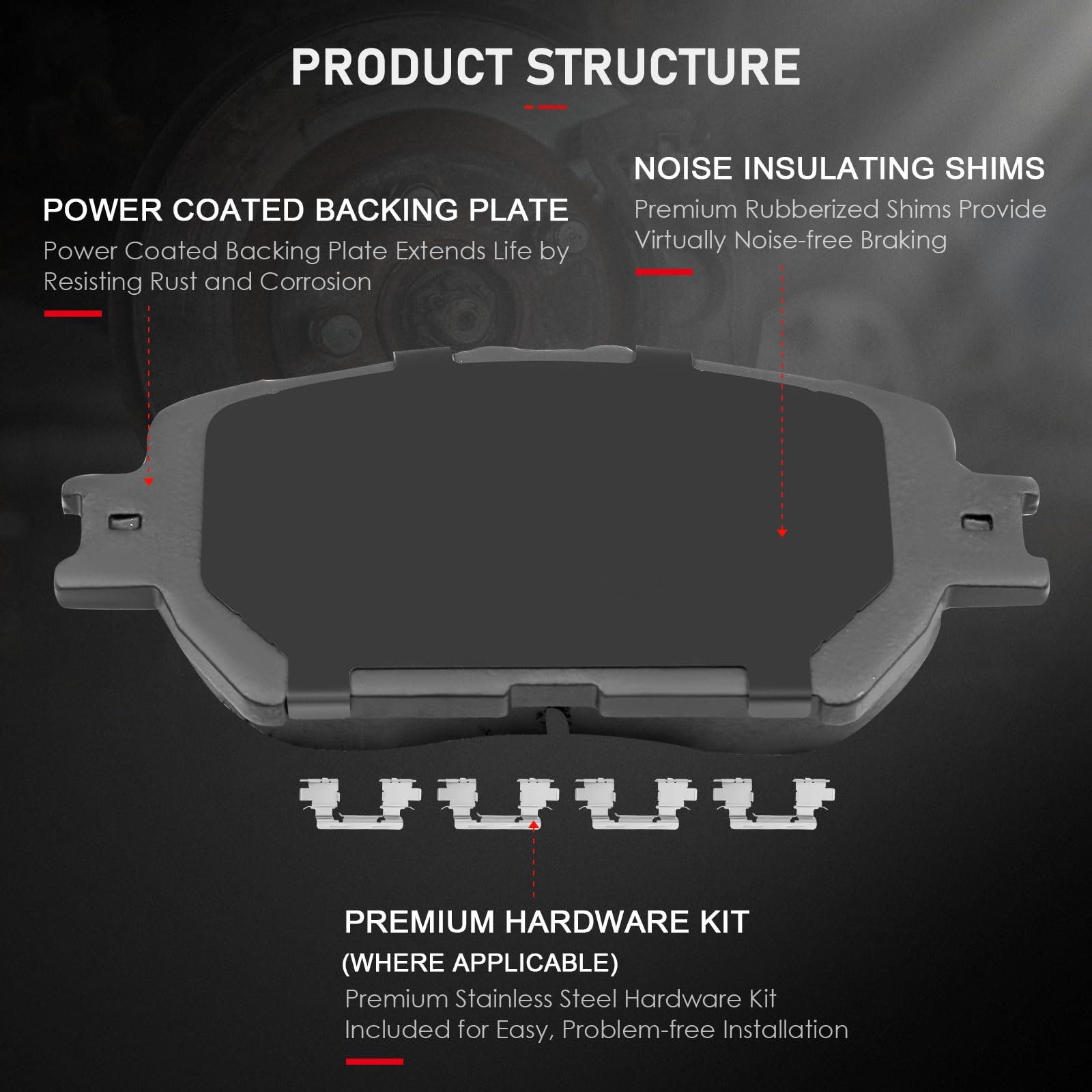 Cciyu D908 D1113 8Pcs Front & Rear Ceramic Brake Pads Kits 2006 For Lexus Gs300, 2009-2013 For Lexus Is250