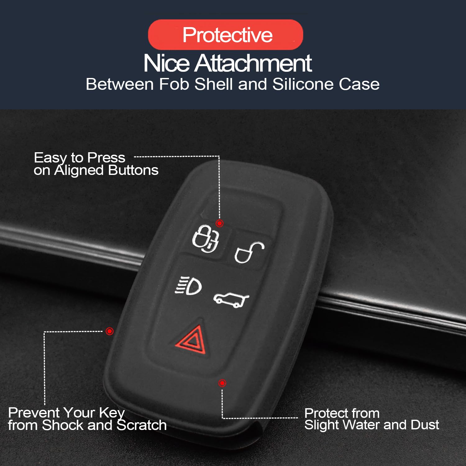 Infipar 2Pcs Compatible With Land Rover Lr4 Range Rover Range Rover Evoque Sport Velar Smart 5 Buttons Key Fob Cover Case Key Ch