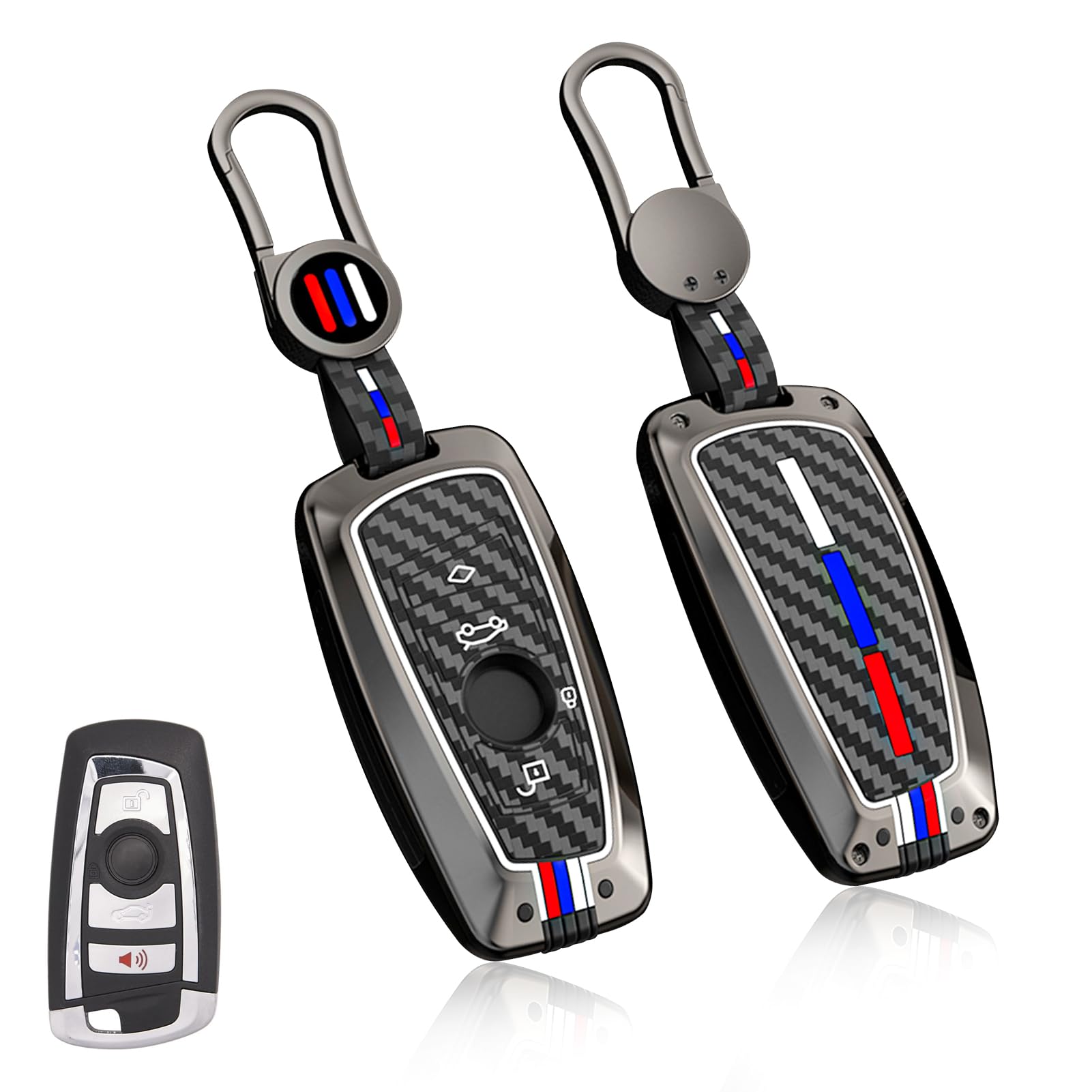 Jaronx Compatible With Bmw Key Fob Cover 1'F20/2'F22/3'F30/4'F32/5'F10/6'F11/7'F01/X3 F25/X4 F26/M3 M4 M5 M6, Metal Keyfob Cover