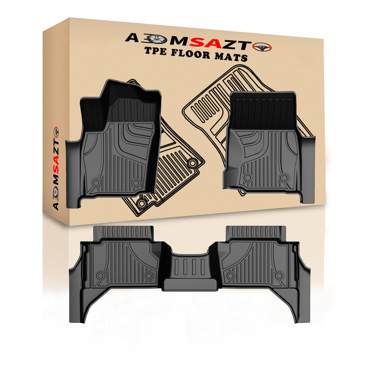 Aomsazto Floor Mats Compatible With 2024 2025 Toyota Tacoma Double Cab: All Weather Tpe Protection Floor Liners 1St & 2Nd Row Fl