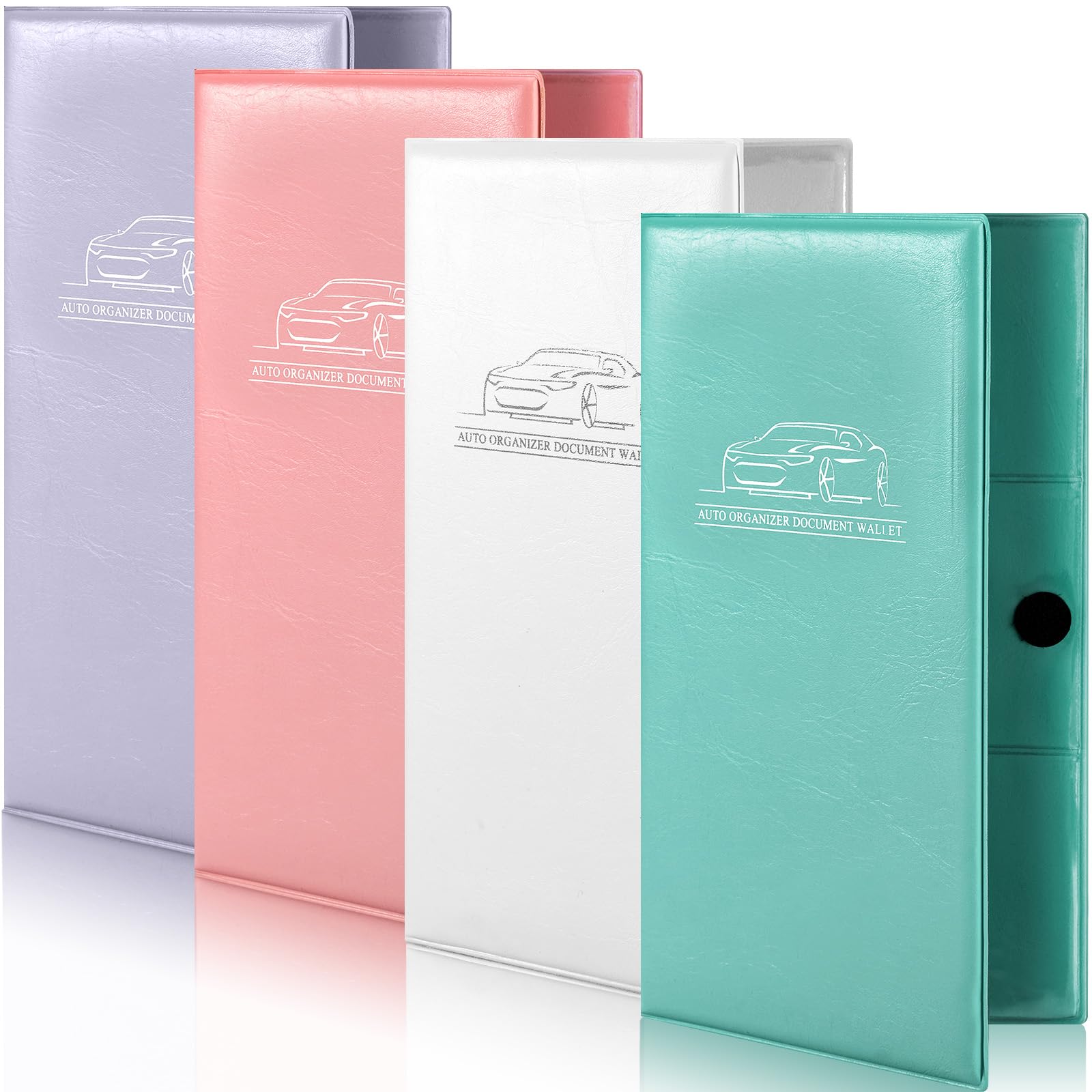 BBTO 4 Pcs Car Registration and Insurance Card Holder, Automobile Essential Documents Wallet, Glove Box Oganizer for Car, Auto, 