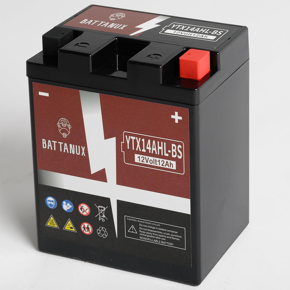 Battanux YTX14AHL-BS Battery & Motorcycle Battery, Sealed SLA/AGM 12V12Ah ATV/UTV/Snowmoble/Motor bike Battery Maintenance Free 