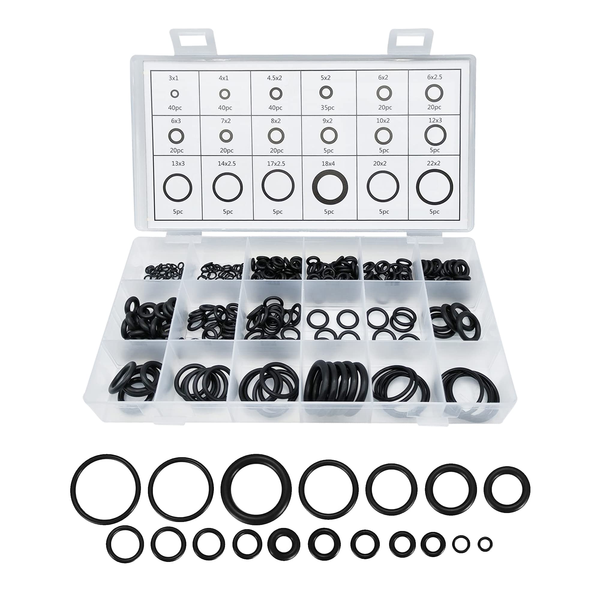 300 Pcs Rubber O-Ring Assortment Kit Set,O Rings Seal Gasket Rubber Washer Assortment Rubber,O-Rings Gaskets Washers For Car,Professional Plumbing,Faucet,Mechanic,Repairs,Air Or Gas Connections