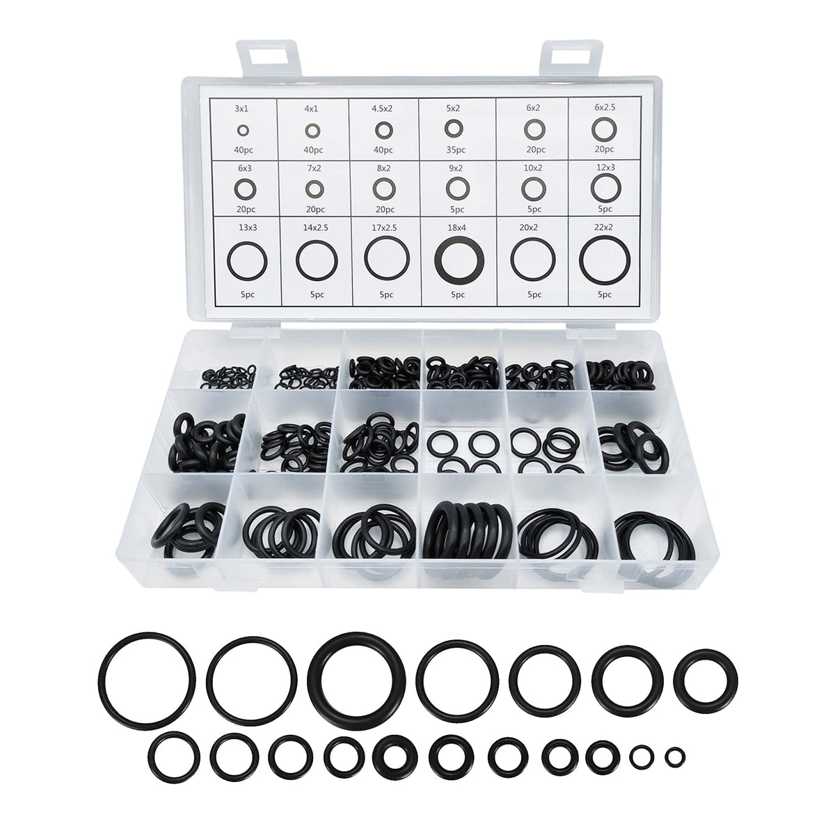 300 PCS Rubber O-Ring Assortment Kit Set,O Rings Seal Gasket Rubber Washer Assortment Rubber,O-Rings Gaskets Washers for Car,Pro