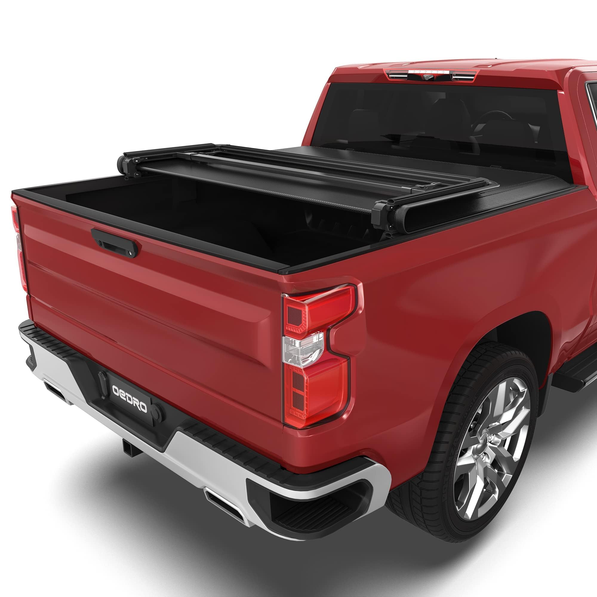 oEdRo Tri-Fold Truck Bed Soft Tonneau Cover Compatible with 2019-2025 Chevy Silverado 1500 / GMC Sierra 1500 New Body Style, Fle