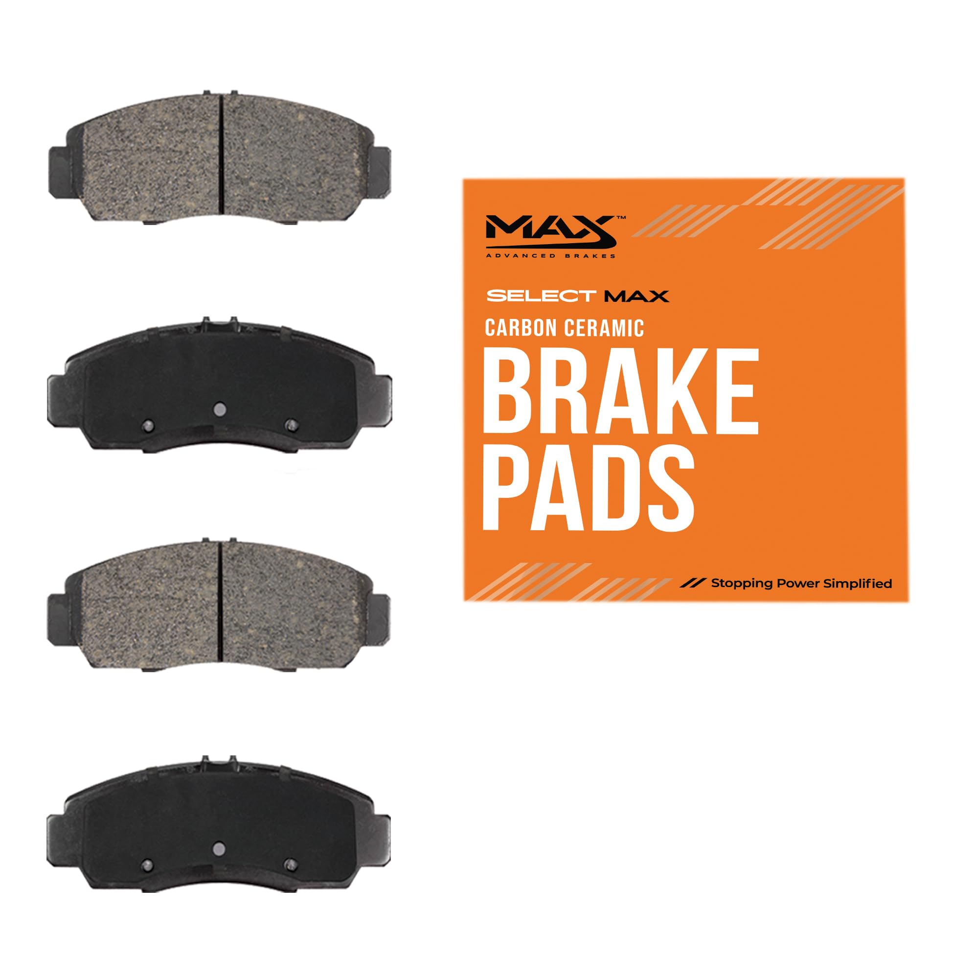 Max Advanced Brakes Front Brake Pad Compatible With 1998 1999 2000 2001 2002 2003 2004 2005 Mercedes-Benz Ml320 Ml350, Carbon Ce