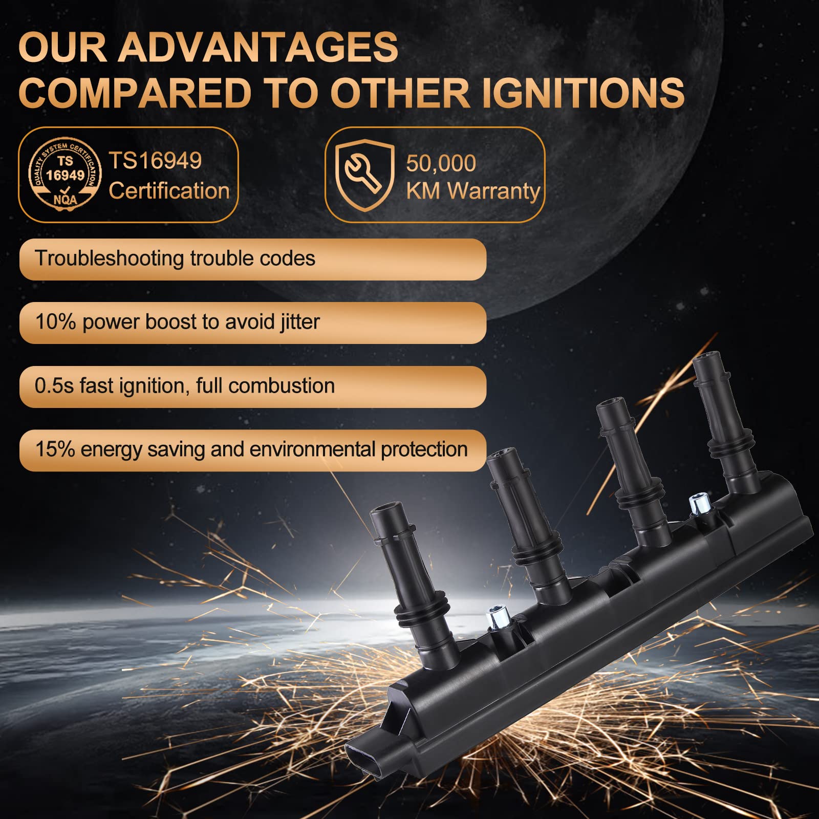 Ignition Coil - Coil Packs Uf669 Replacement For 2011 2012 2014 2015 Chevy Cruze,Trax Sonic Buick Encore 1.4L Replaces# 55573735