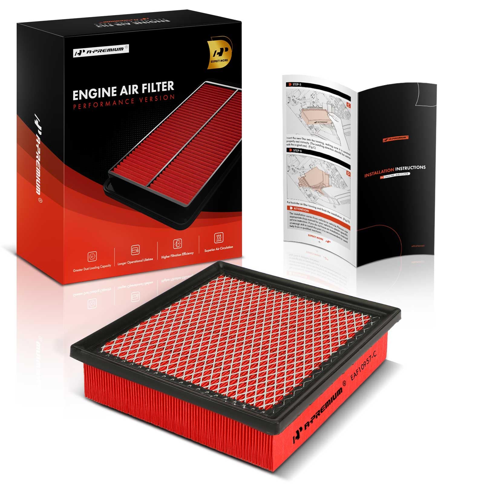 A-Premium High-Performance, Pre-Oiled Engine Air Filter Compatible With Jeep, Toyota, Lexus & Dodge - 2011-2021 Grand Cherokee,