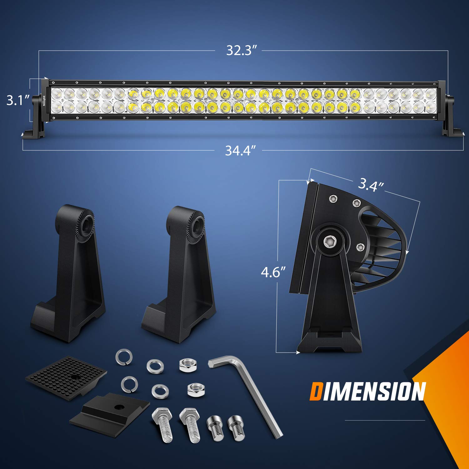 Nilight Led Light Bar 32Inch 180W Spot Flood Combo Led Off Road Lights 12V 5Pin Rocker Switch Led Light Bar Wiring Harness Kit,