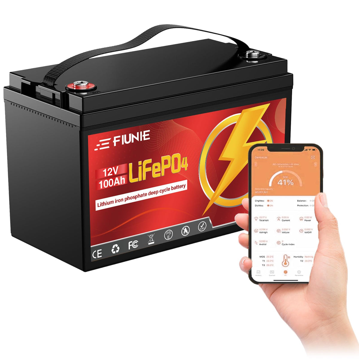 12V 100Ah Lithium Battery With Bluetooth For Trolling Motor, Rv, Comping, Marine, Solar, Off-Grid, Lifepo4 Battery Deep Cycles R