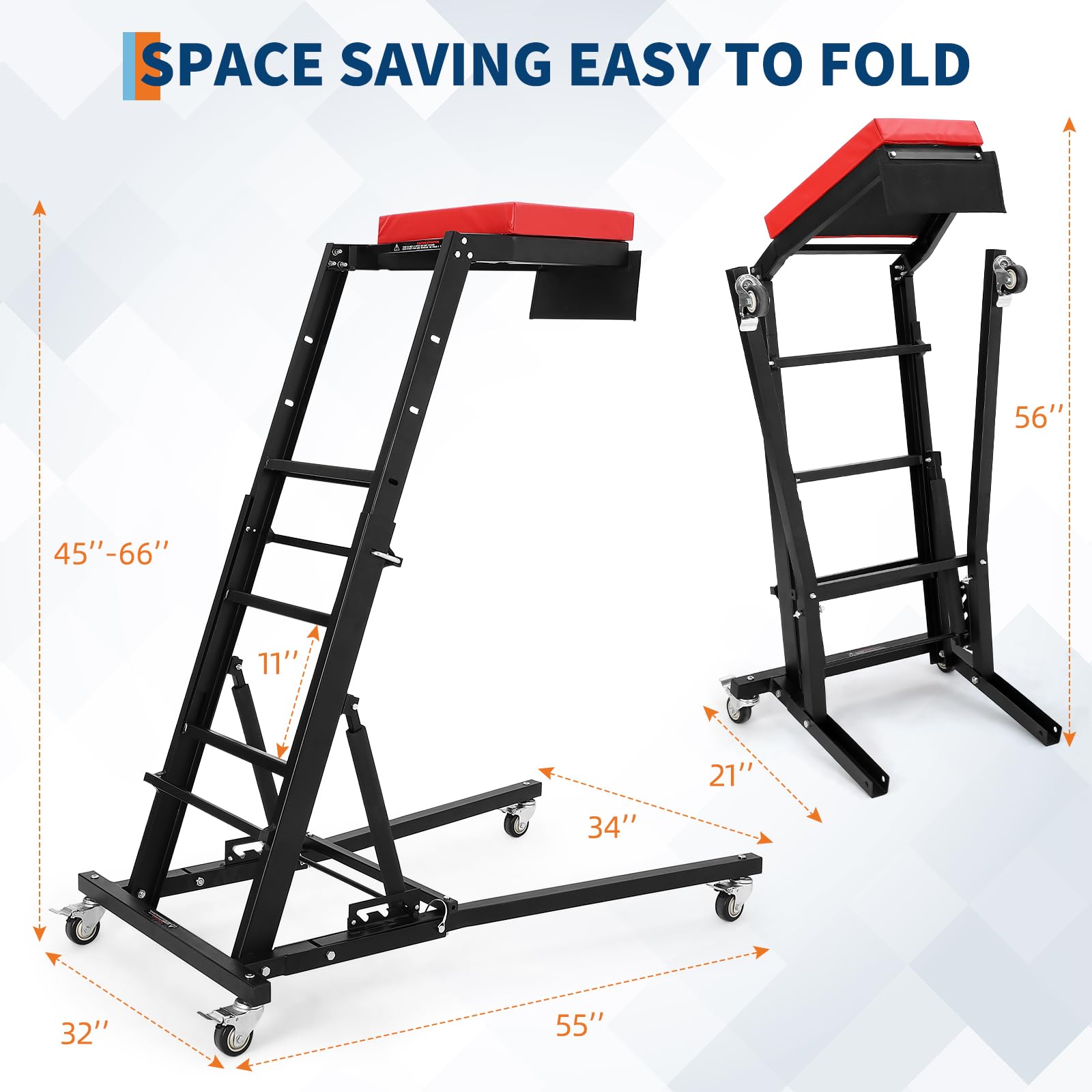 GarveeTech Foldable Topside Automotive Creeper, 45.7-66.3 Adjustable Height 400lbs Capacity Engine Creeper with Padded Deck