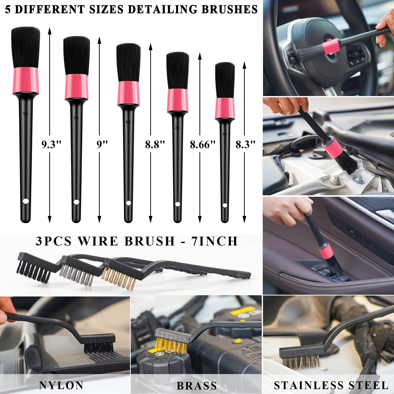 Autodeco 39Pcs Car Cleaning Wash Kit Interior Detailing Cleaner Kit With High Power Handheld Vacuum, Brush Set, Windshield Tool,