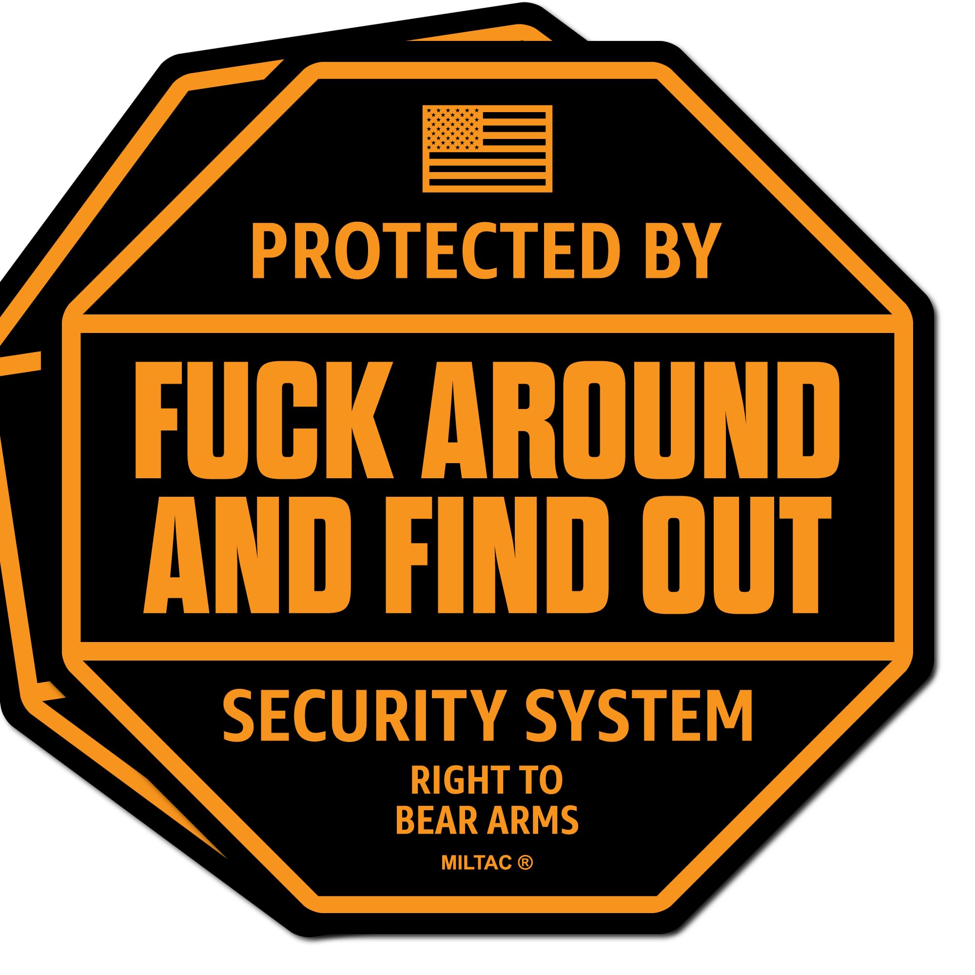 FAFO Sticker - FAFO Security Sign Warning [2-Pack] Protected by Fuck Around and Find Out Decals for Trucks, Home Window | Funny 