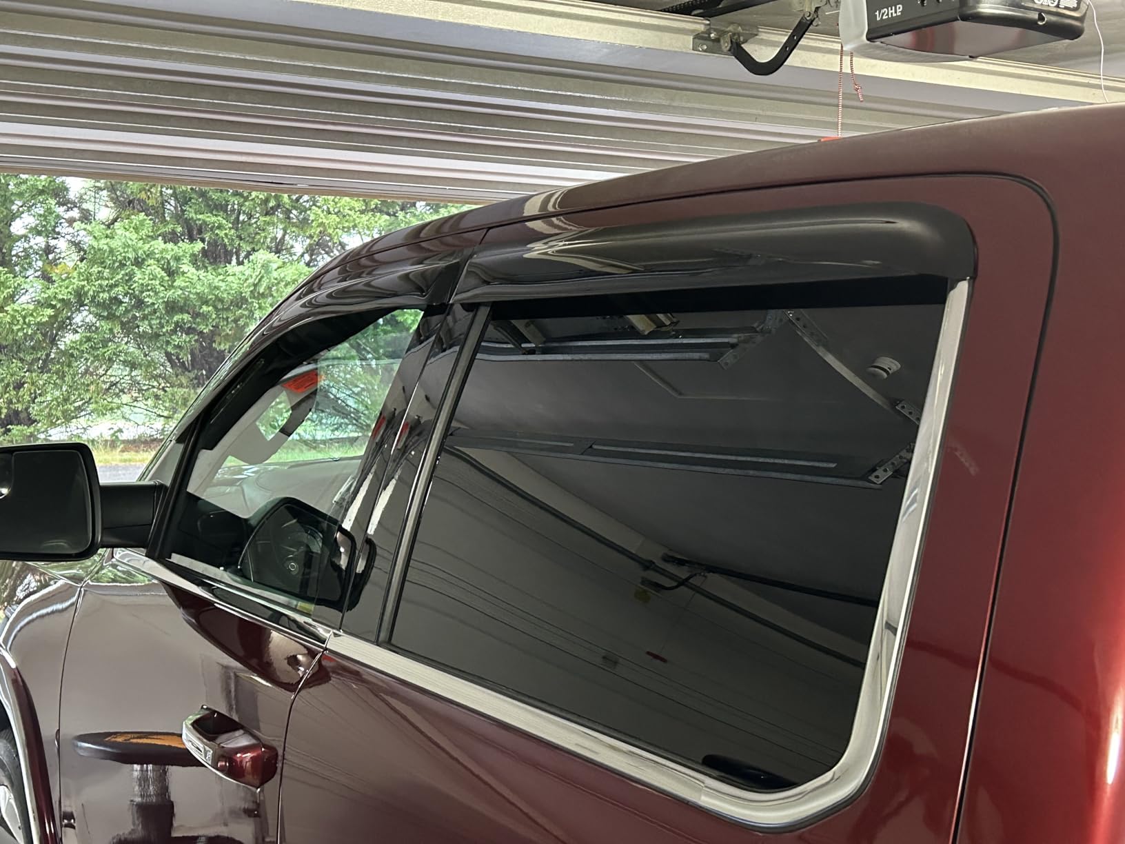 2019-2025 Tape-On Side Window Deflector Visors Compatible With Dodge Ram 1500 Crew Cab Only Smoke Tinted Rain Guards 2020 2021 2