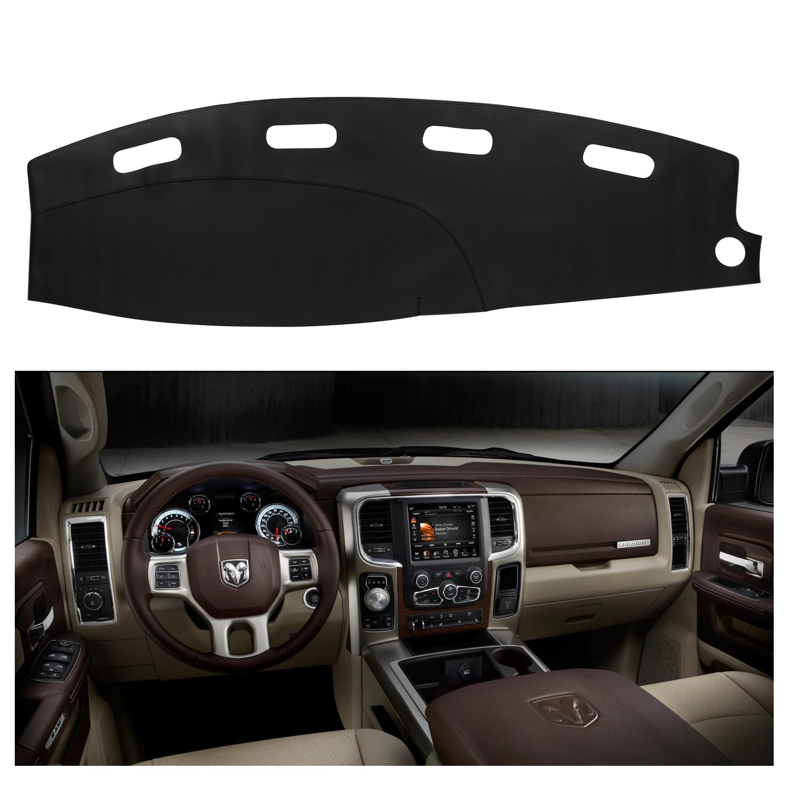 Bdfhyk Dashboard Dash Cover Pu Dash Mat Compatible With 1998-2001 Dodge Ram 1500 2500 3500