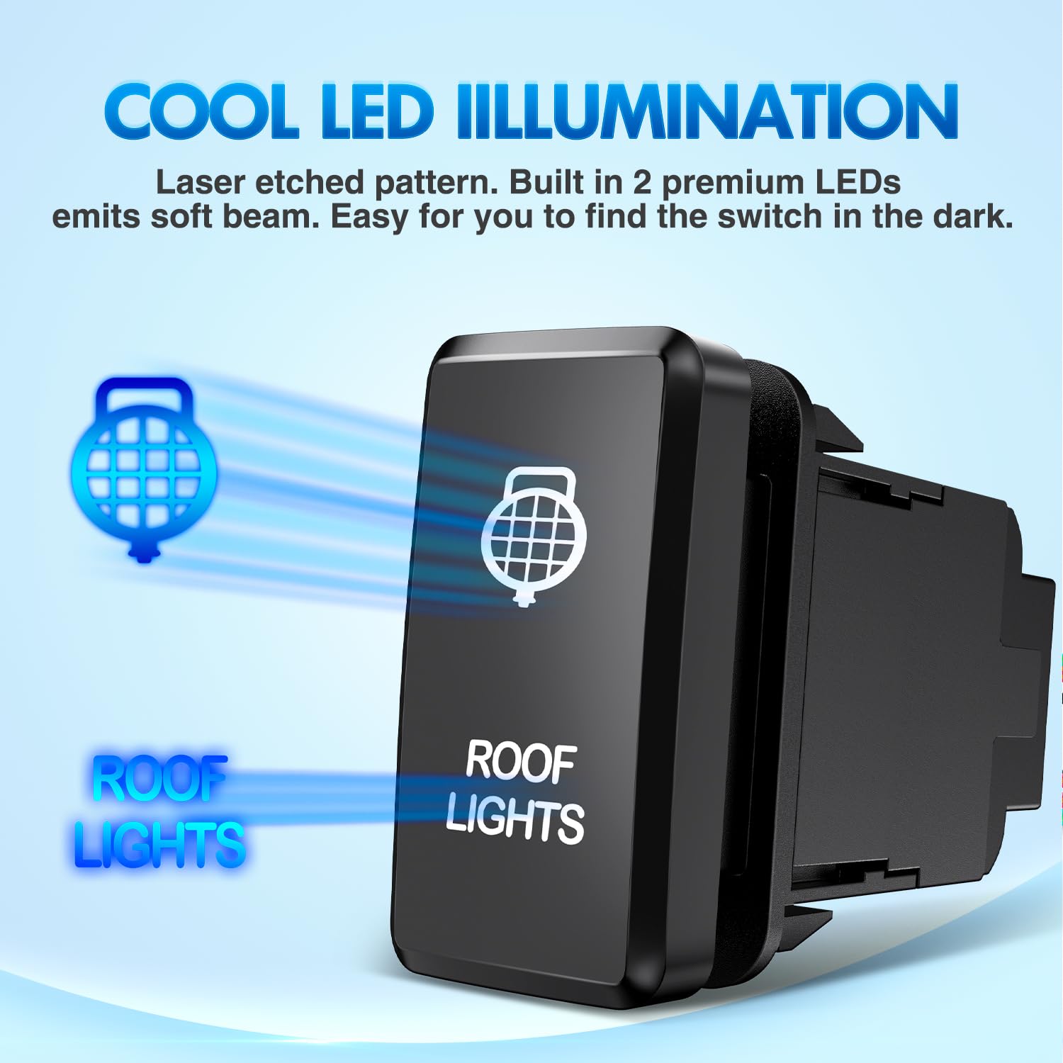 Nilight Roof Lights Push Button Switch 12V On Off Switches With Connector Wire Kit 1.54'' X 0.83'' Replacement For Toyota Fj Cru