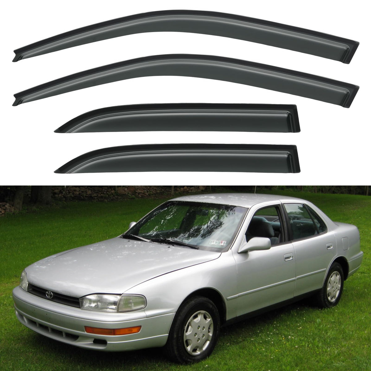 Window Visors Rain Guards Shield for 1992-1996 Toyota Camry, Out-Channel Window Vent Wind Deflectors Visors Shades for 92-96 Cam