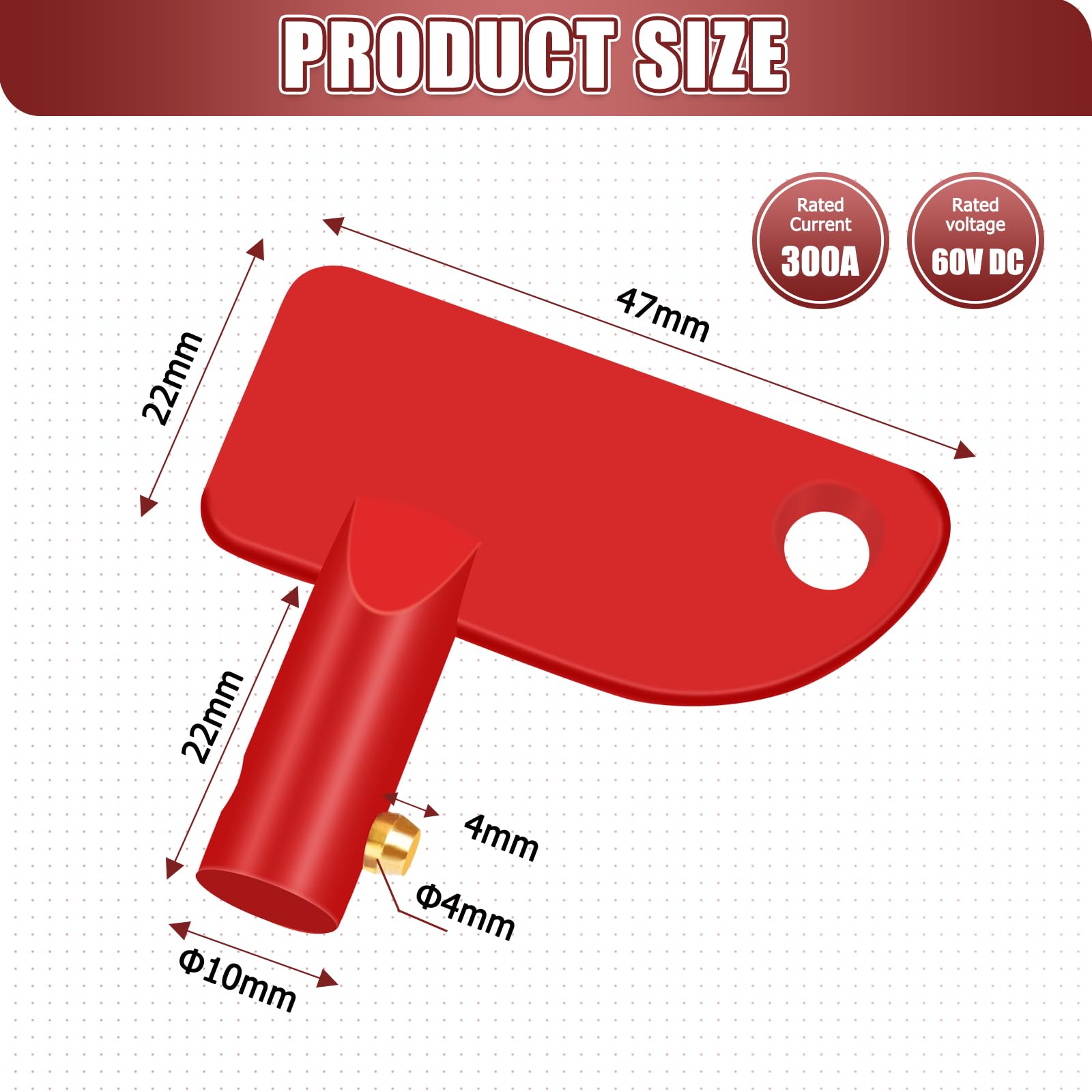 Battery Disconnect Key 14mm 4 Pcs, Battery Disconnect Switch Key Abs Plastic, RV Battery Disconnect Key for Car Rv ATV Truck Boa