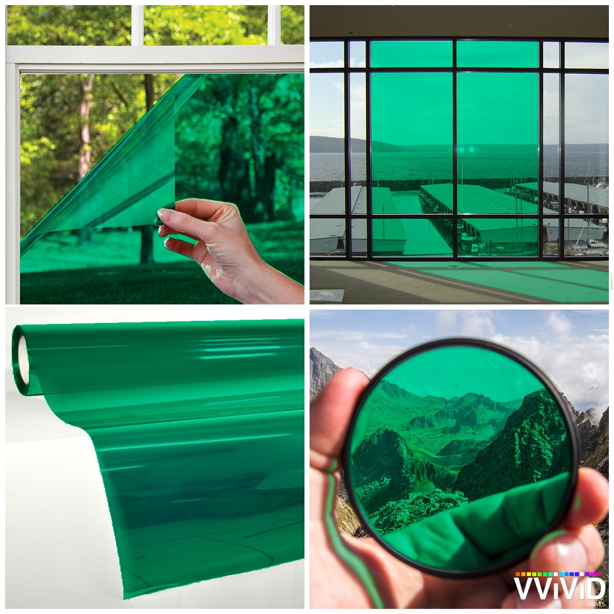 Vvivid Transparent Colorful Vinyl Window Tinting Sheets (6Ft X 4.9Ft, Green)