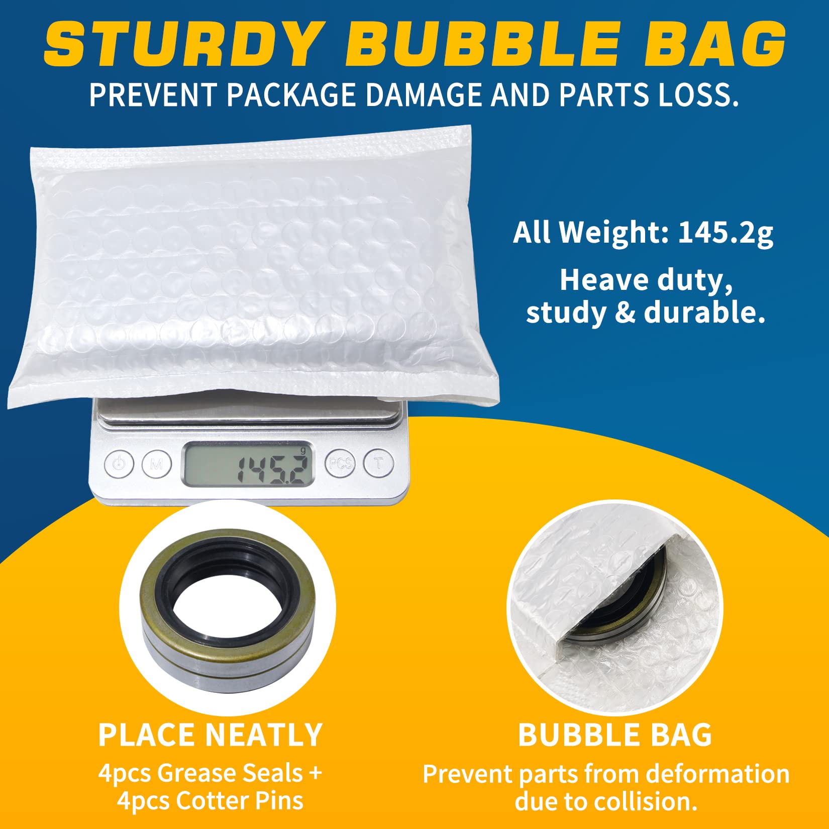 Grepspud 4Pcs Trailer Axle Hub Wheel Grease Seals 1.719''I.D X 2.565''O.D With 4Pcs Cotter Pins For Dexter 010-019-00 (10-19) Tr