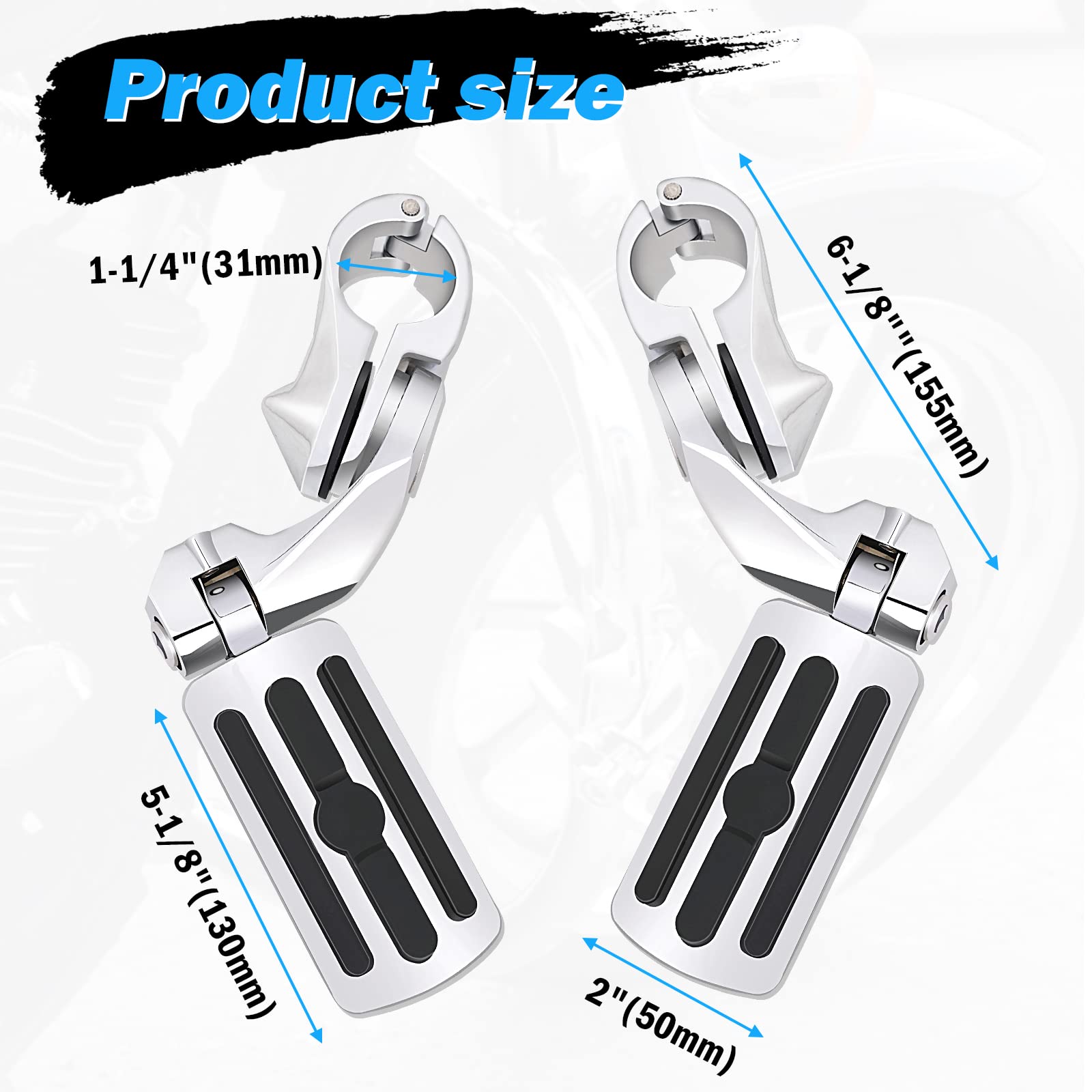 KONDUONE Motorcycle Highway Pegs Foot Rests fit 1.25'' Engine Guard Parts Replacement for 1 1/4 Harley Davidson Road Glide, Elec