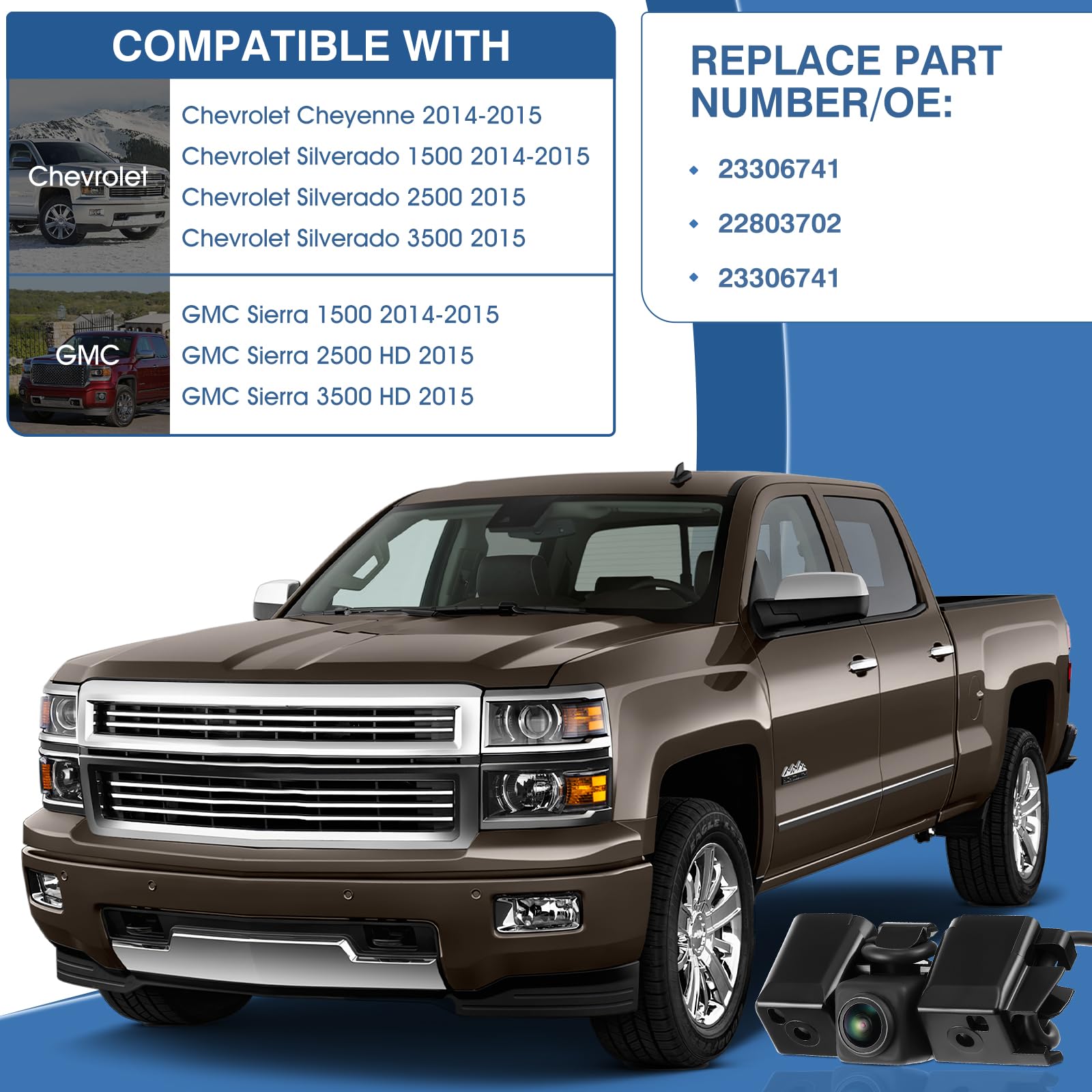 Acauto Rear View Backup Reverse Camera Fit For Chevrolet Silverado Cheyenne Fit For Gmc Sierra 1500 2500 Hd 3500 Hd 2014 2015,Sa