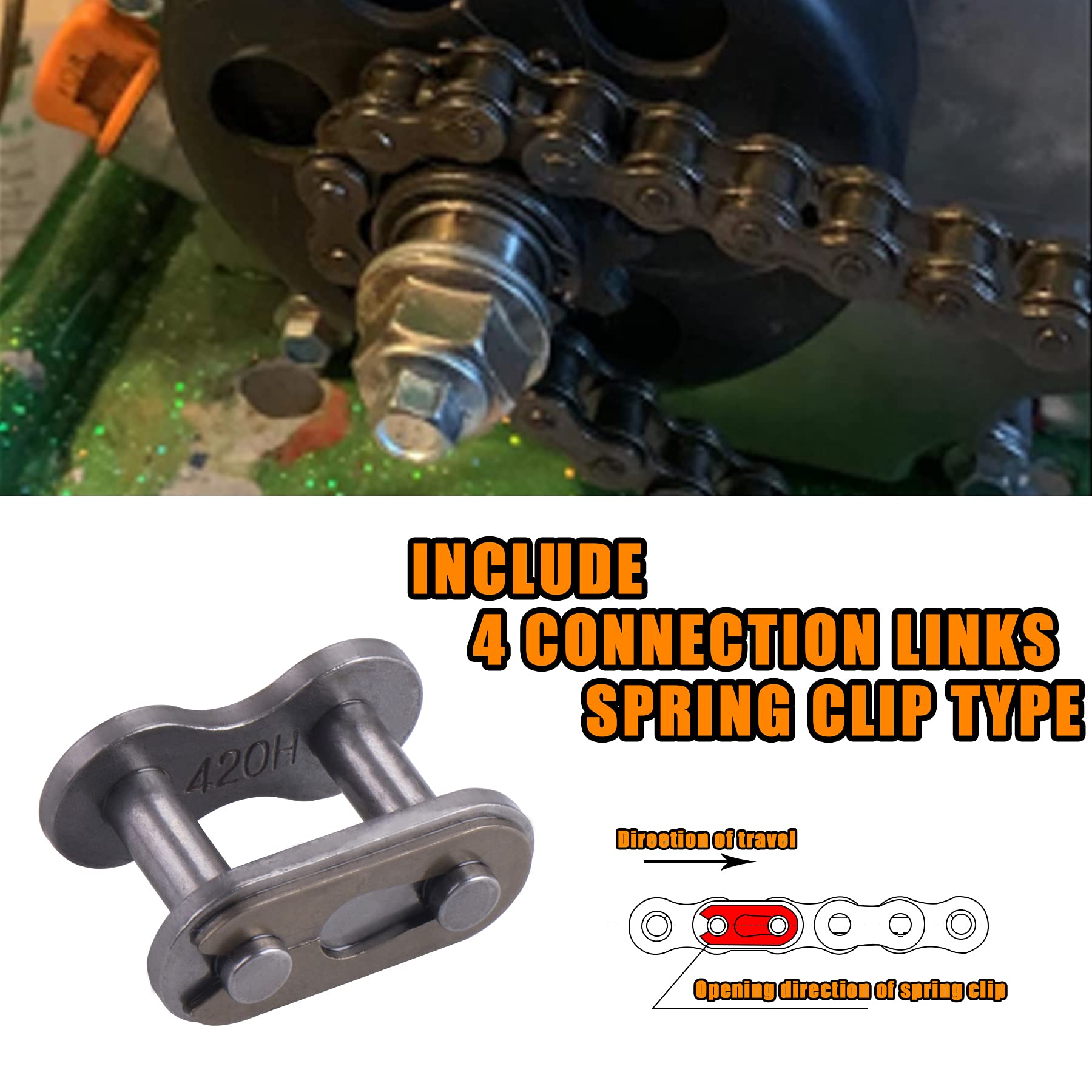 Mrelc 420H Motorcycle Chain+ Chain Breaker,92-Link Heavy Duty Drive Chain