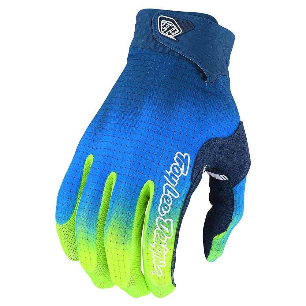 Troy Lee Designs Motocross Motorcycle Dirt Bike Racing Mountain Bicycle Riding Gloves, Air Glove (Navy/Yellow, Large)