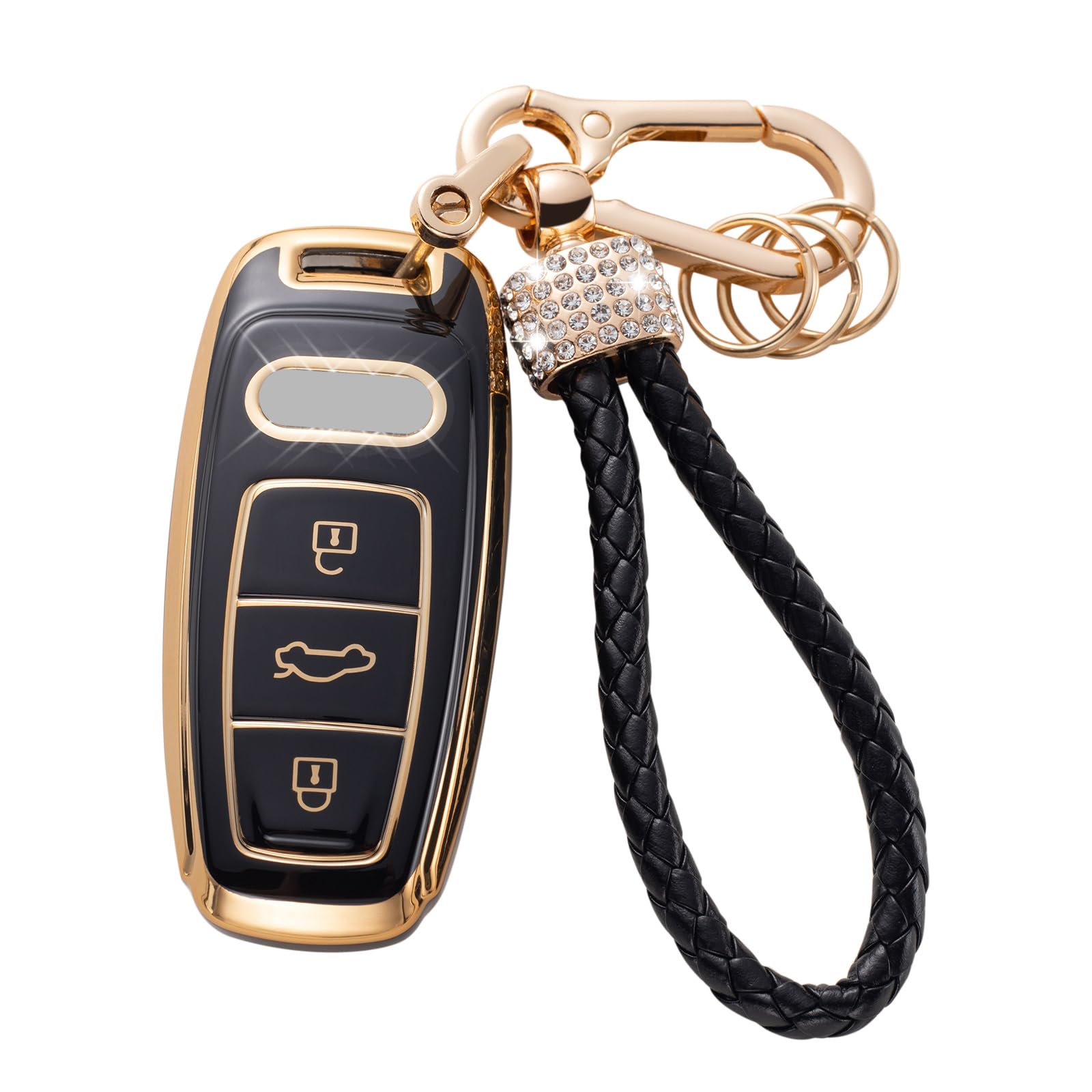 Gematay For Audi Key Fob Cover With Keychain Lanyard, Soft Tpu Key Fob Protector Shell Compatible With Audi A3 A6 A7 A8 E-Tron S