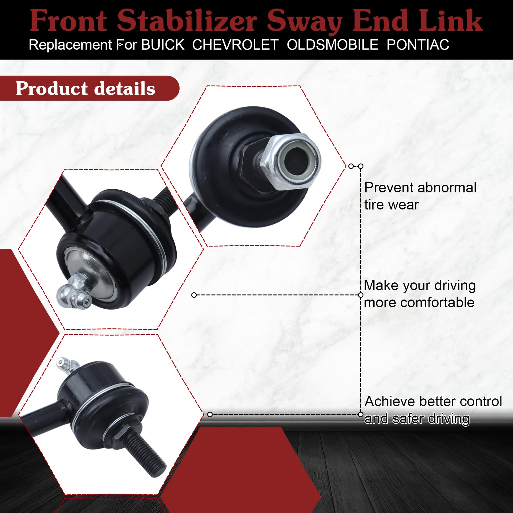 Stiueoav K6662 Sway Bar Link - Rear Stabilizer End Link Compatible With 2005-2009 Allure?1997-2005 Centiry?2005-2009 Lacrosse?19
