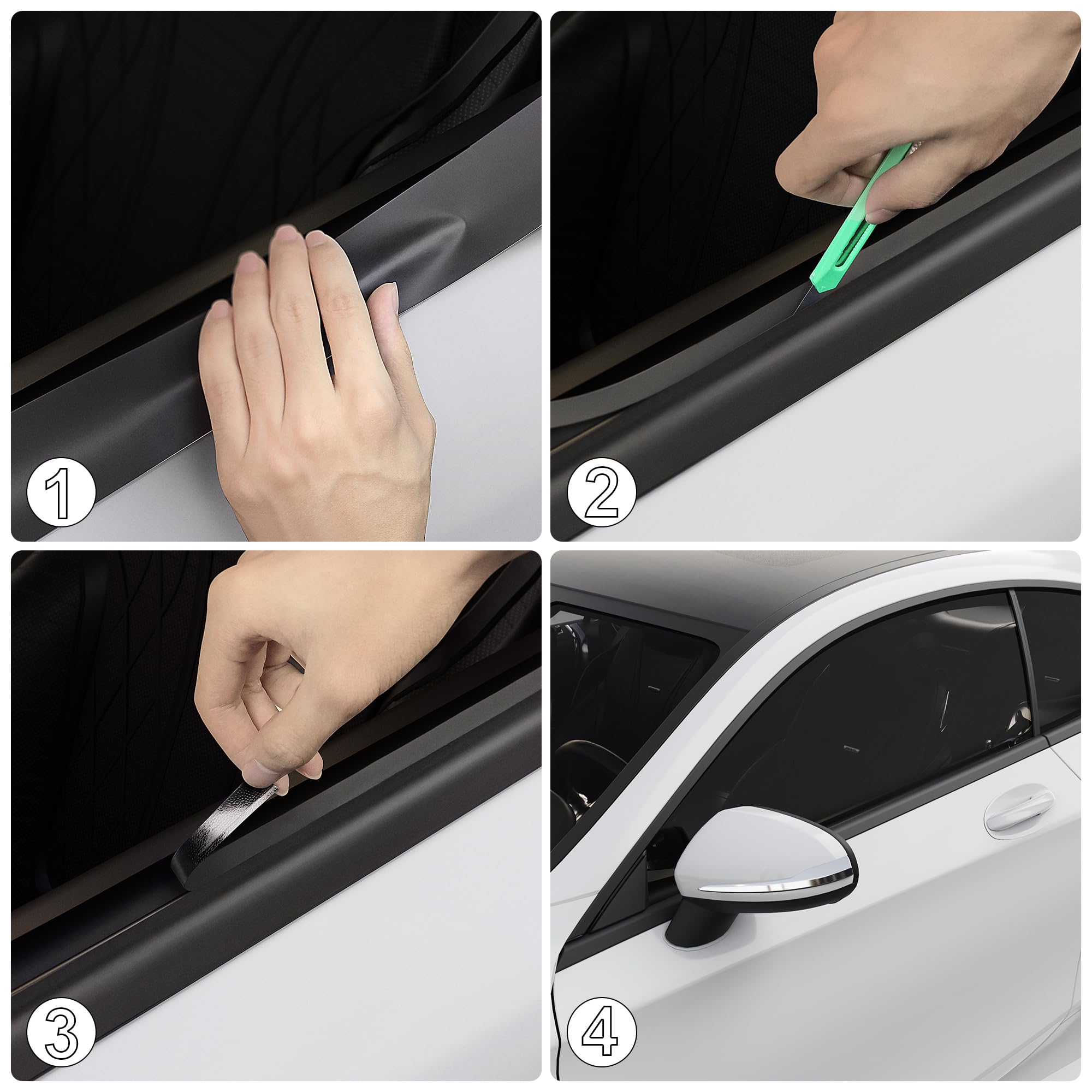 Arespark Matte Black Vinyl Wrap, Self-Adhesive Matte Vinyl Tape For Black Out Chrome Delete Window Trim, Car Chrome Delete Tape