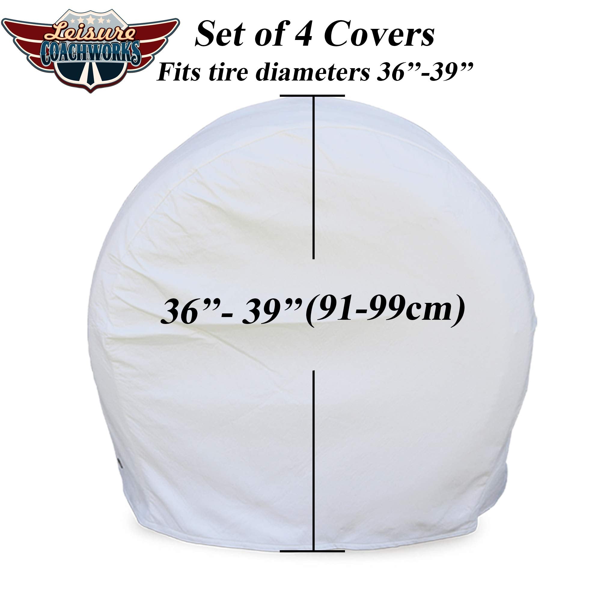 Leisure Coachworks Tire Covers For Rv Wheel Set Of 4 Motorhome Wheel Covers Waterproof White Vinyl Tire Protectors/Tire Covers F
