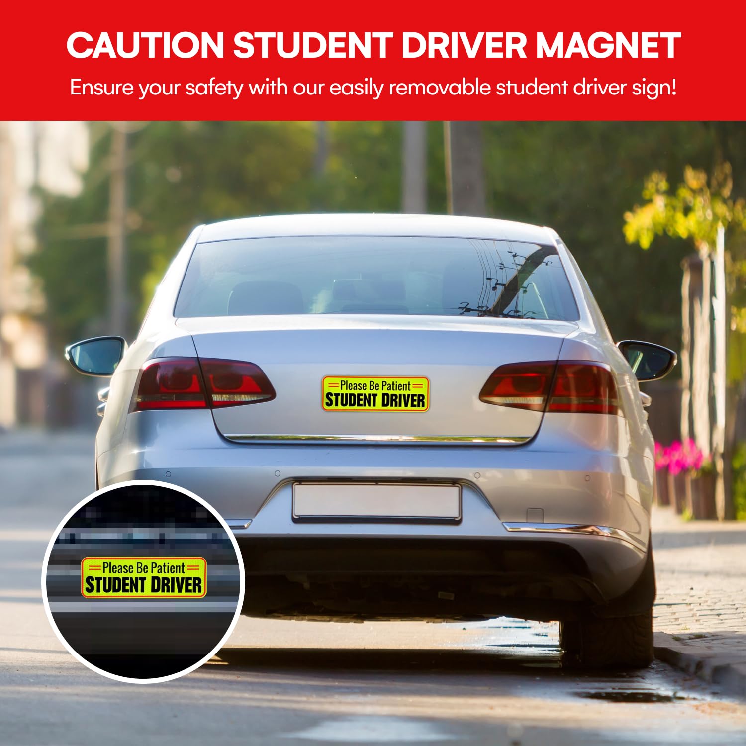 Signs Authority Student Driver Car Magnet Set Of 3 - Reflective 10 Inch Magnetic Signs For Cars - New Driver Magnet For Vehicle
