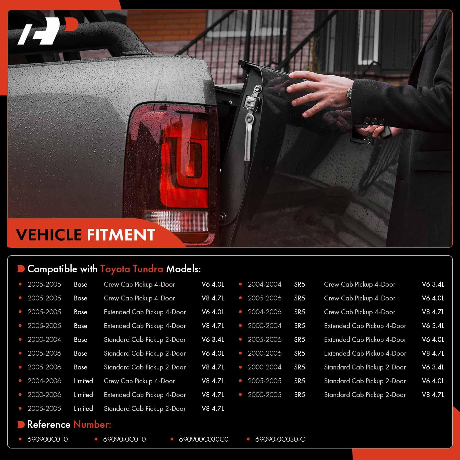 A-Premium Exterior Tailgate Handle Assembly - Compatible With Toyota Tundra 2000 2001 2002 2003 2004 2005 2006 -Textured Black, W/Keyhole, Tailgate Handle Latch - Replace Parts 69090-Oc010, To1915110