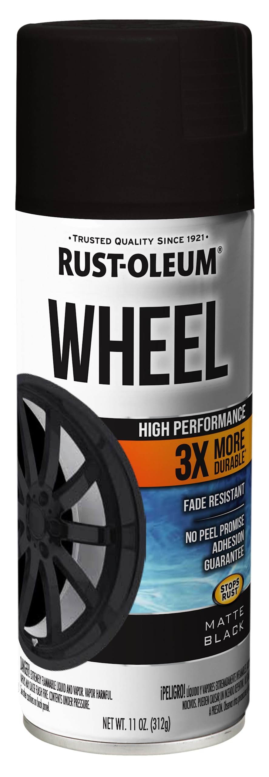 Rust-Oleum 366438 High Performance Wheel Spray Paint, 11 oz, Matte Black